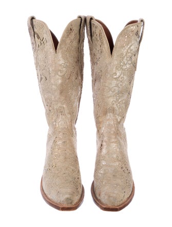 1883 by Lucchese Suede Animal Print Western Boots