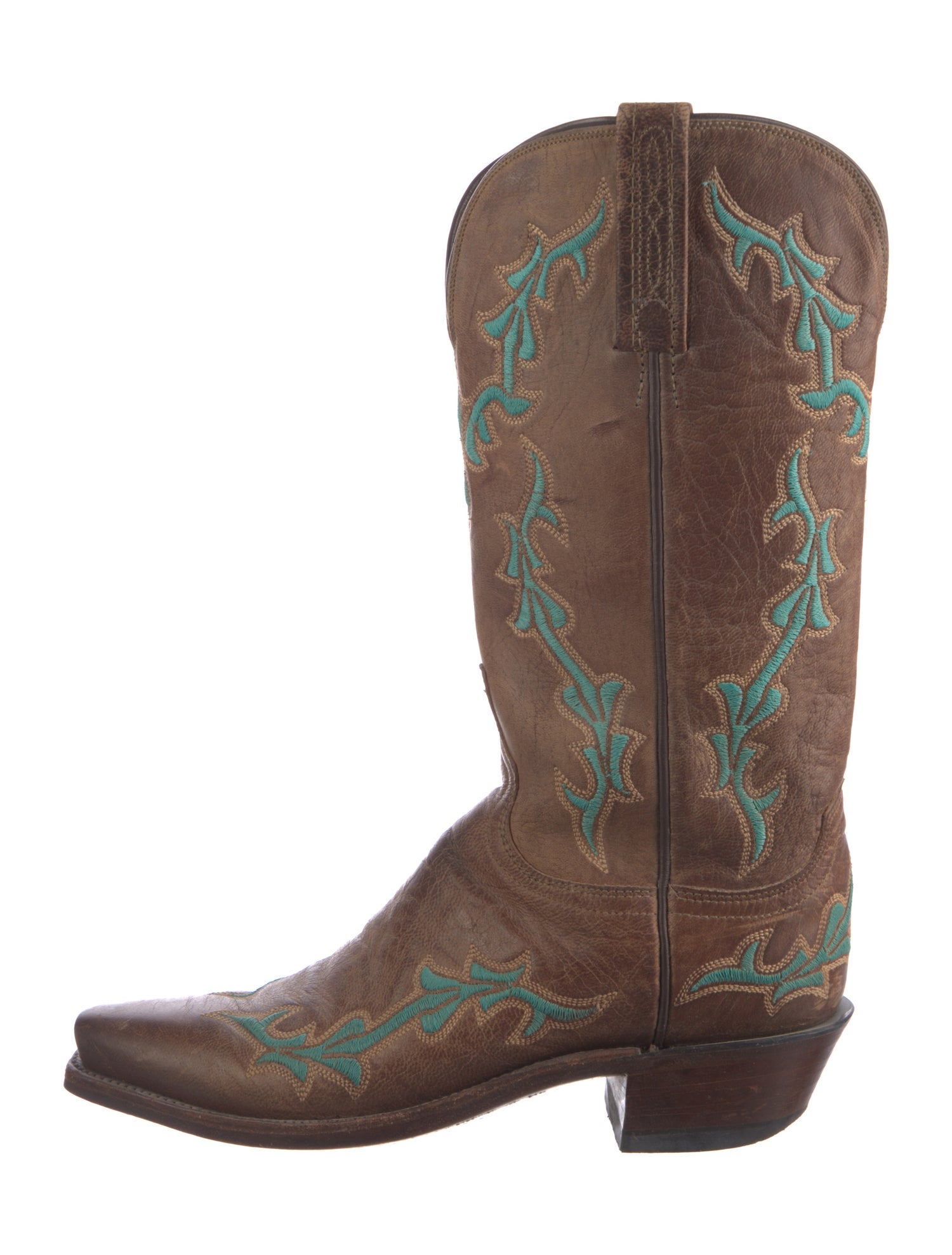 1883 by Lucchese Leather Colorblock Pattern Western Boots