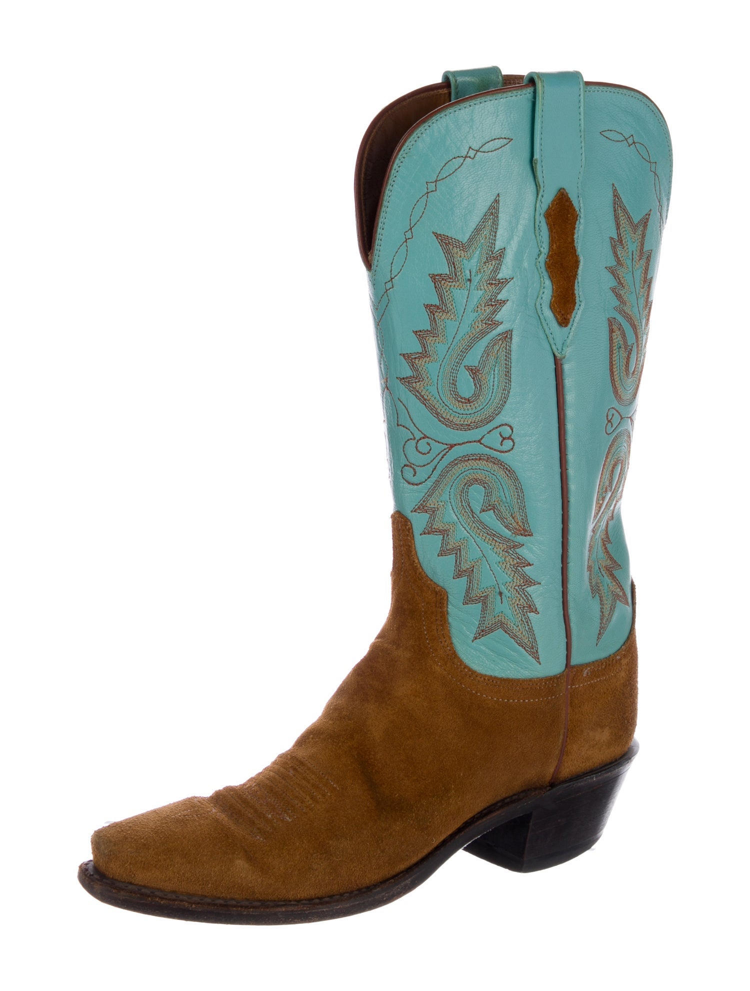1883 by Lucchese Suede Colorblock Pattern Western Boots