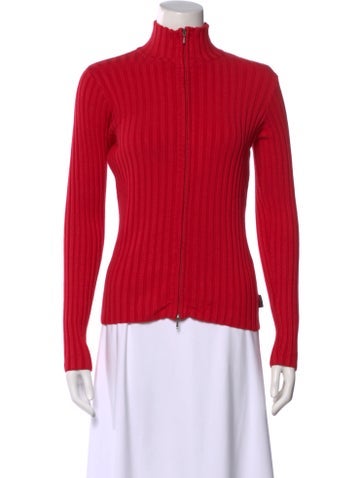 Pre-owned Obermeyer Mock Neck Long Sleeve Top In Red
