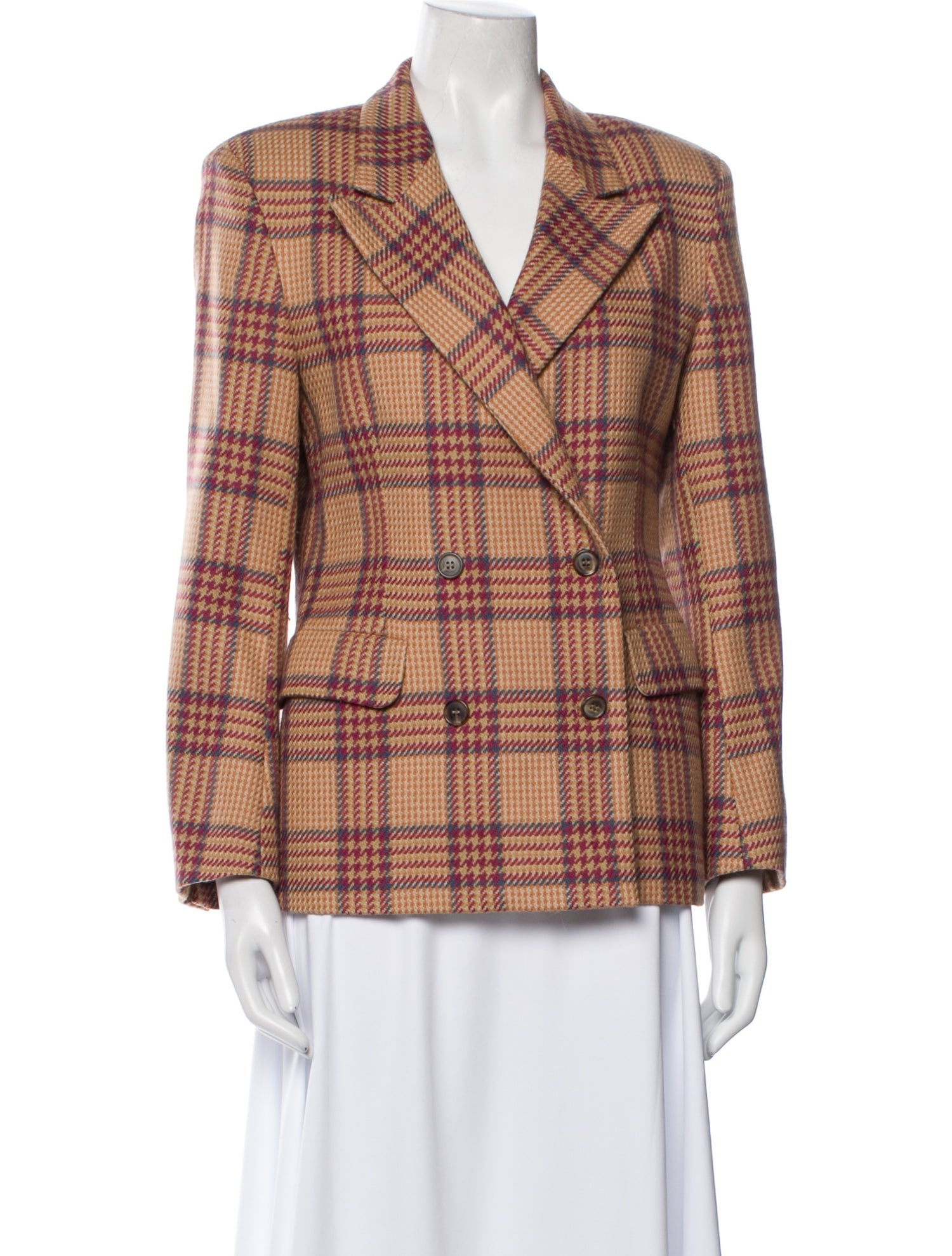Oliver by Valentino Virgin Wool Plaid Print Blazer