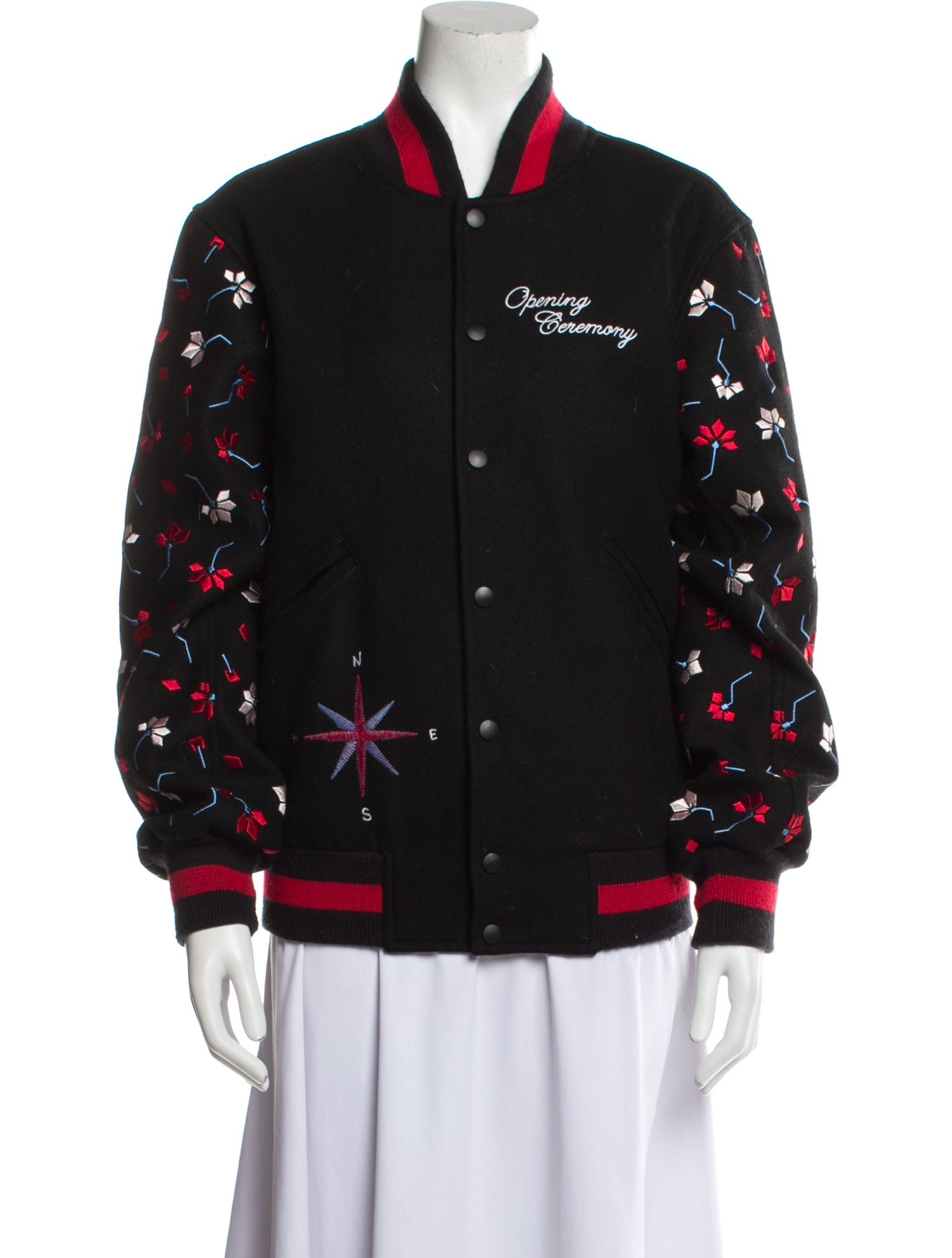Opening Ceremony Wool Graphic Print Bomber Jacket