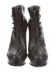 Opening Ceremony Leather Fur Trim Lace-Up Boots