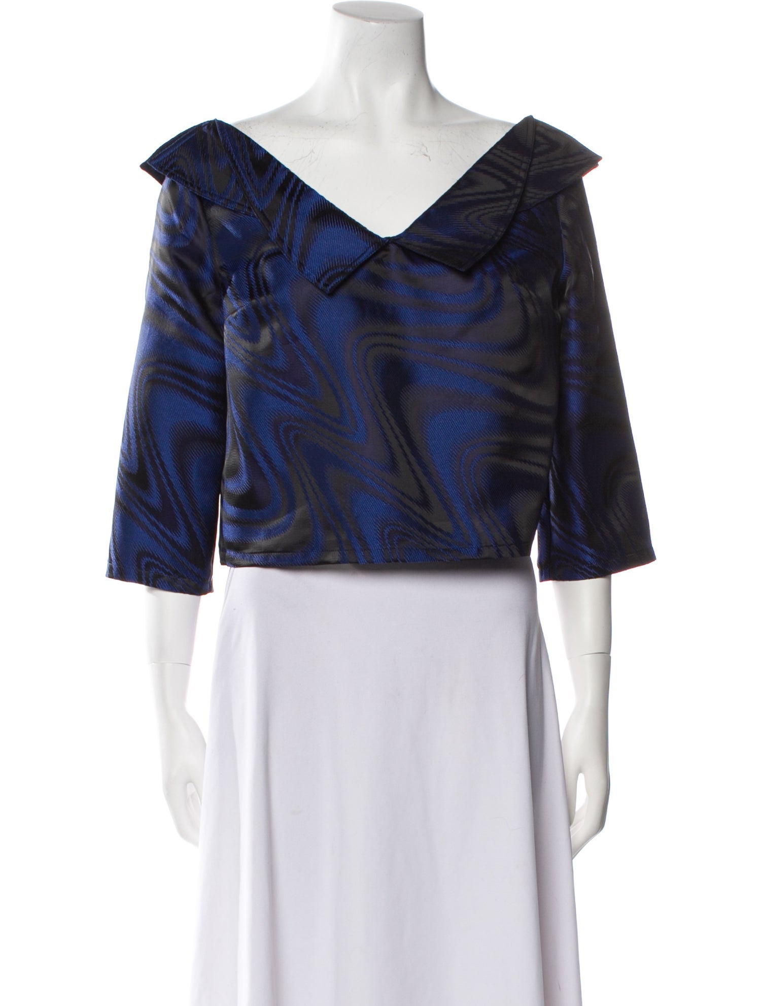 Opening Ceremony Printed Three-Quarter Sleeve Crop Top