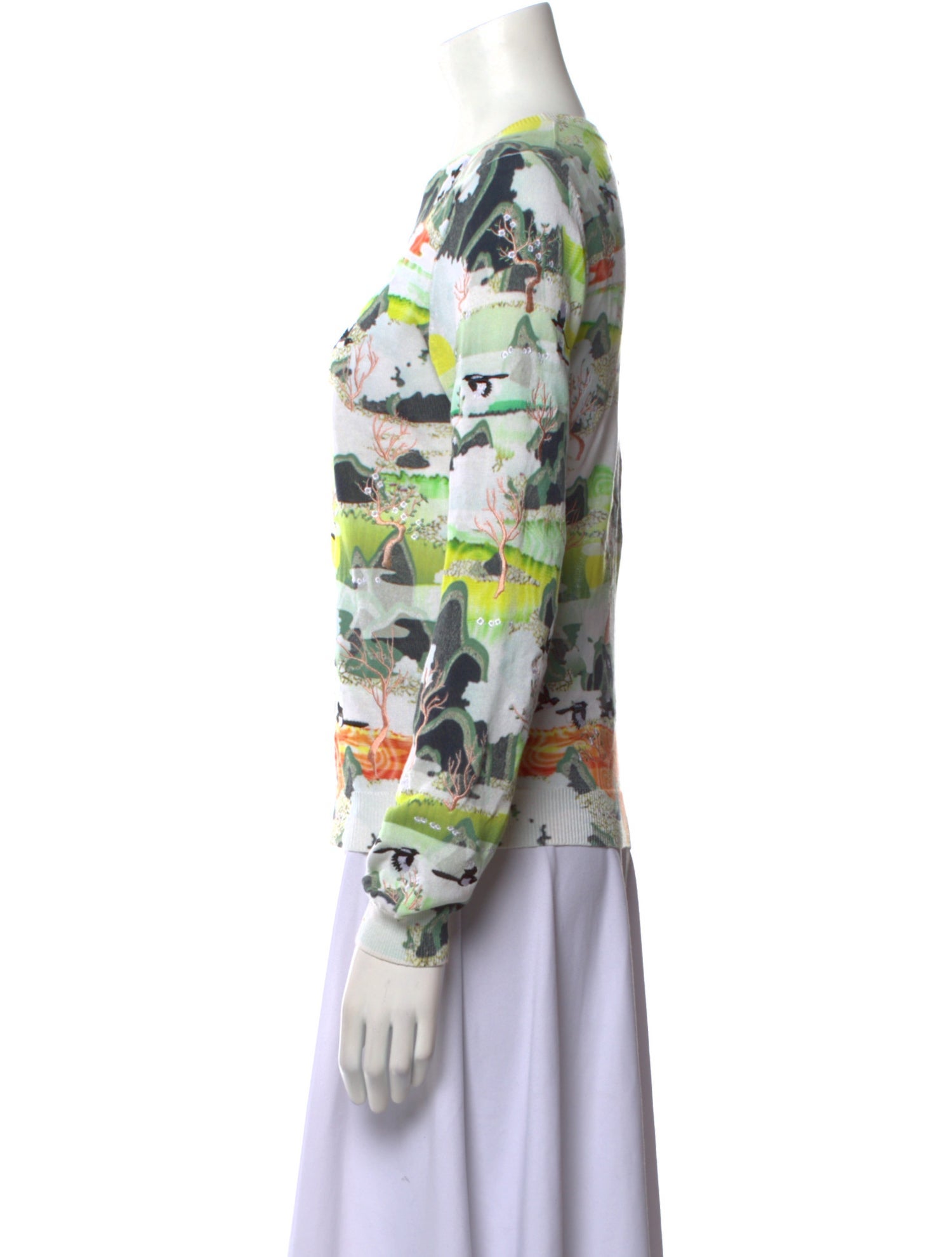 Opening Ceremony Floral Print Bateau Neckline Sweatshirt