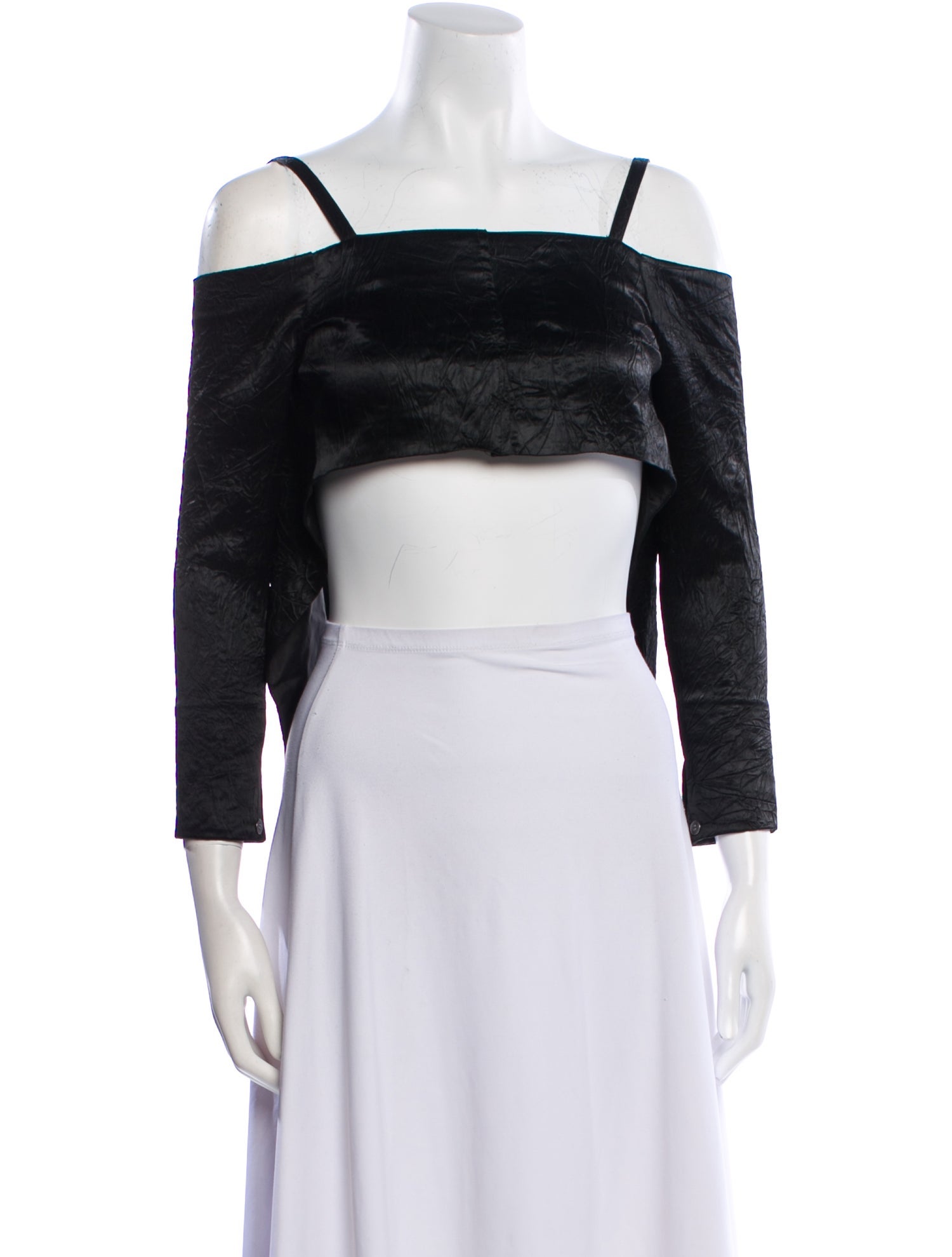 Opening Ceremony Square Neckline Three-Quarter Sleeve Crop Top