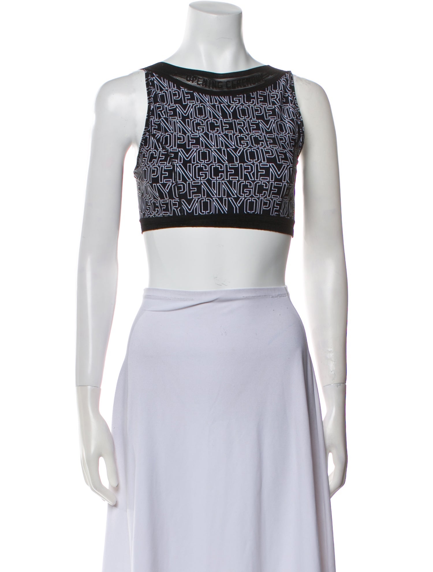 Opening Ceremony Printed Bateau Neckline Crop Top