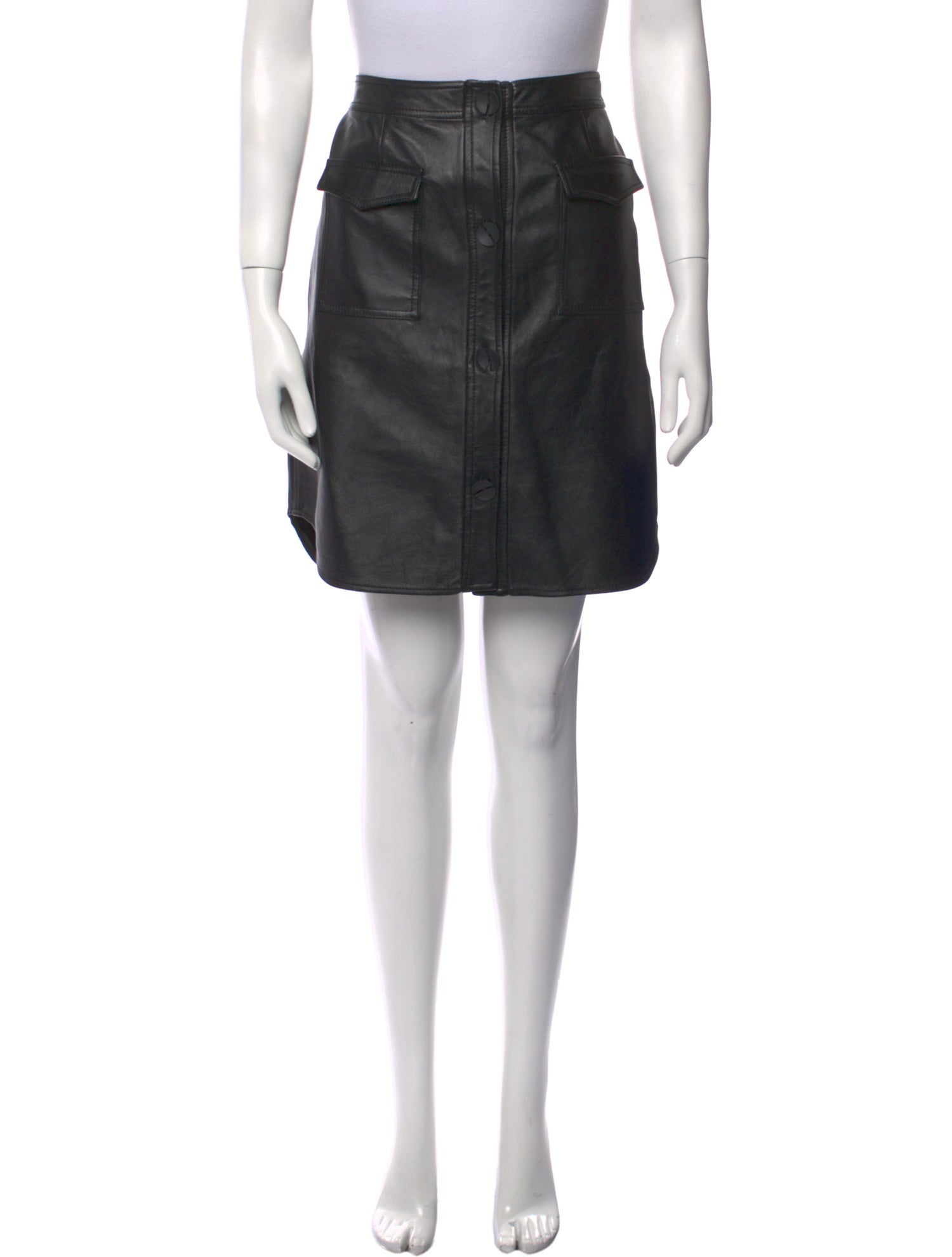 Opening Ceremony Lamb Leather Knee-Length Skirt