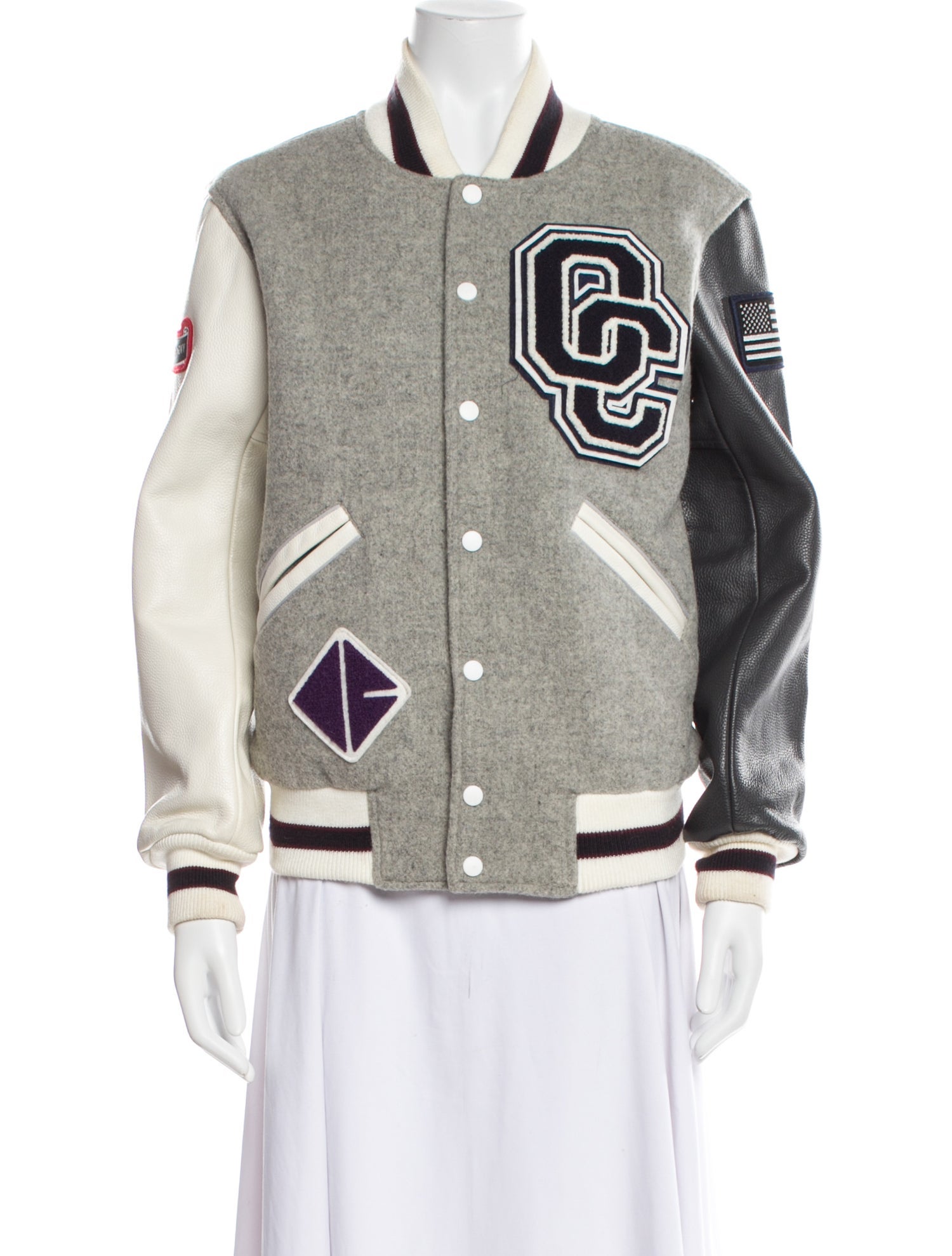 Opening Ceremony Wool Graphic Print Bomber Jacket