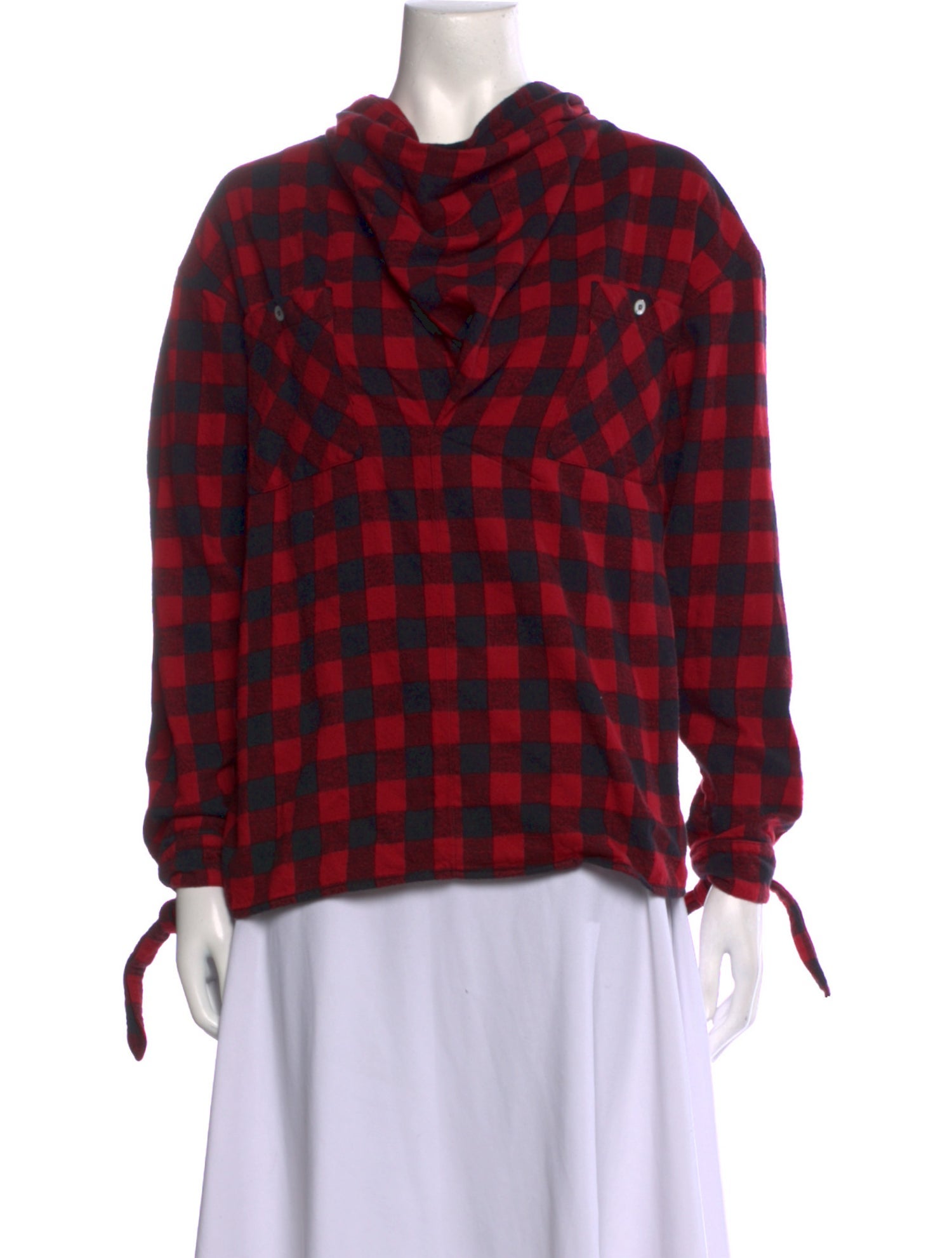 Opening Ceremony Plaid Print Cowl Neck Blouse