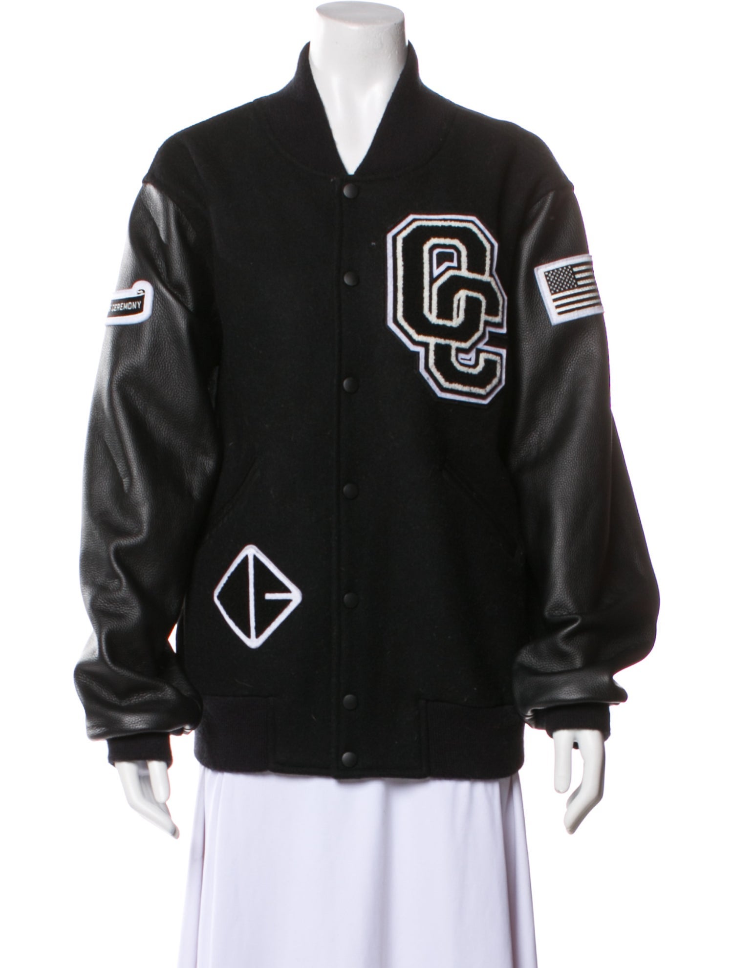 Opening Ceremony Wool Graphic Print Bomber Jacket