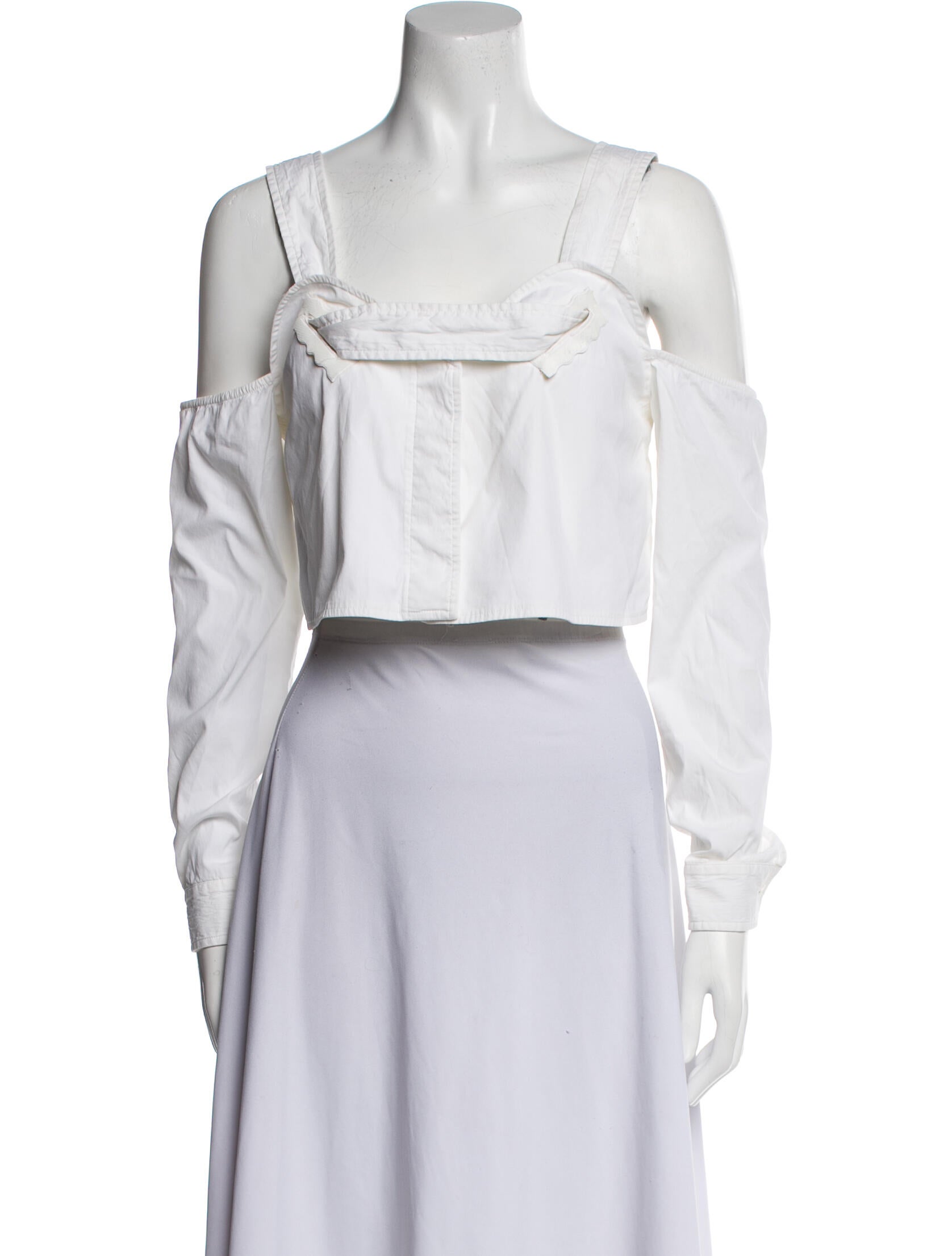 Opening Ceremony Square Neckline Long Sleeve Crop Top