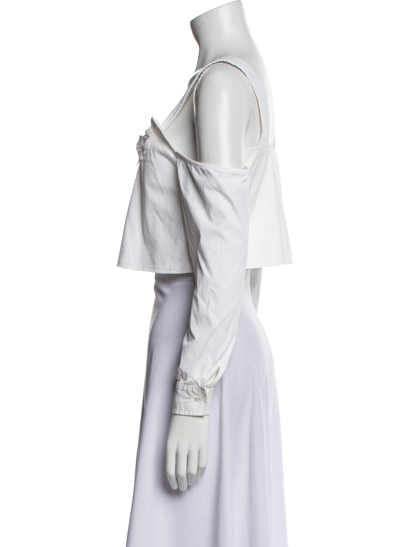 Opening Ceremony Square Neckline Long Sleeve Crop Top