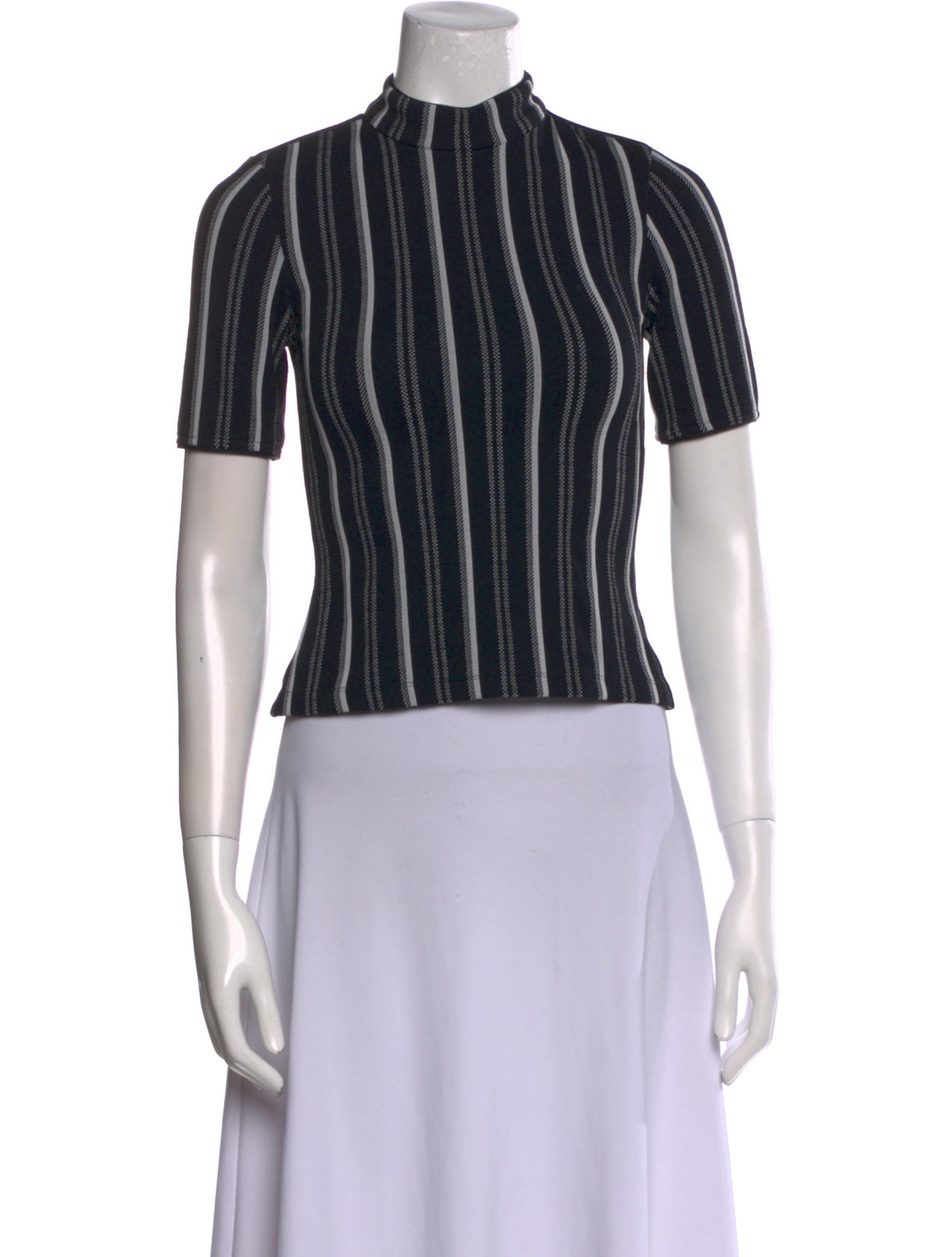 Opening Ceremony Striped Mock Neck Crop Top