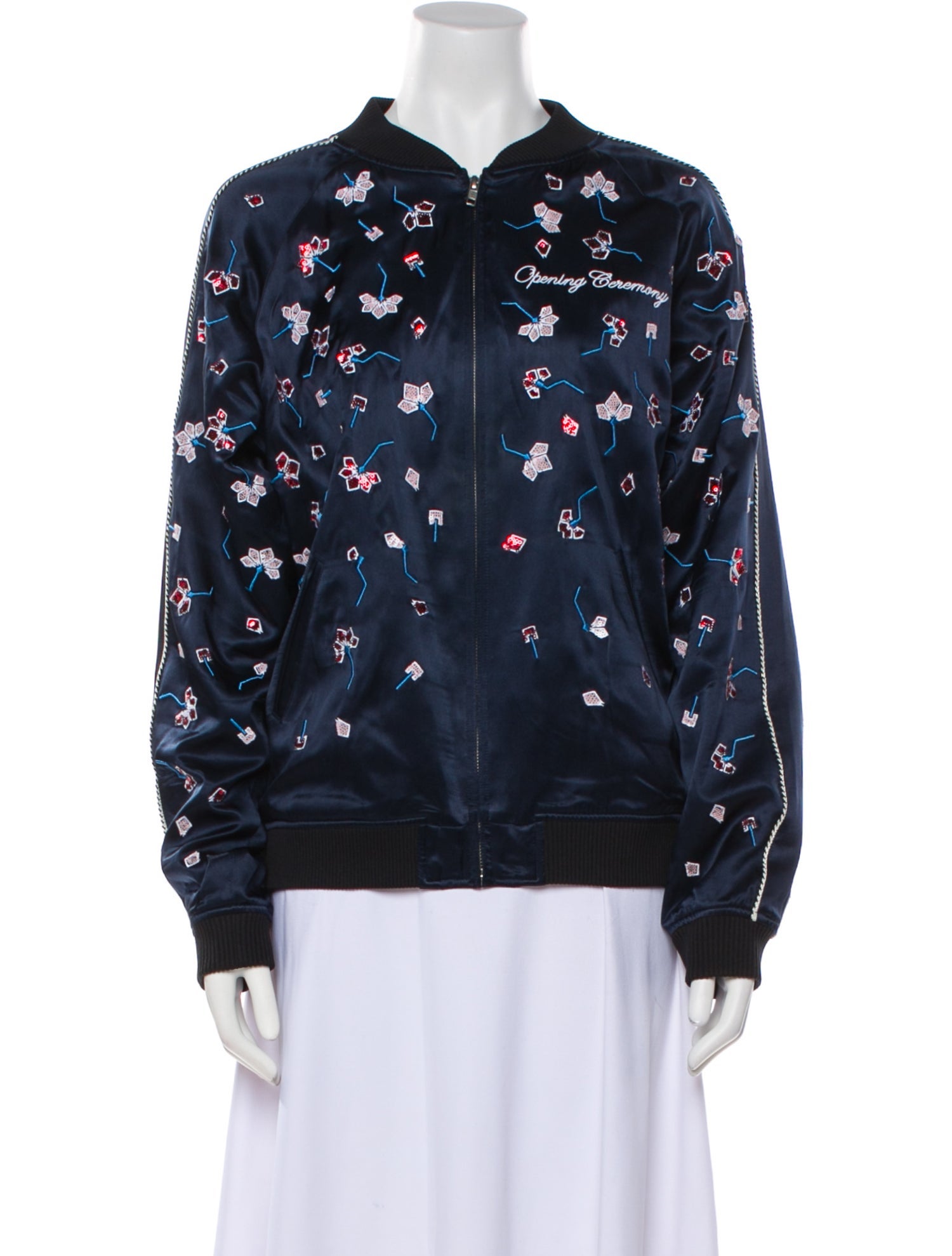 Opening Ceremony Silk Floral Print Bomber Jacket