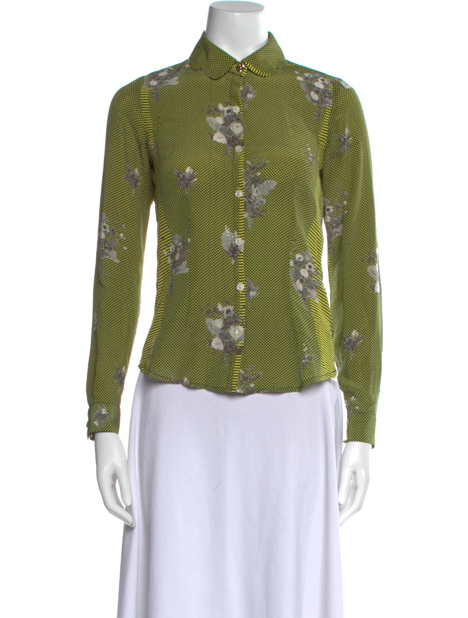 Opening Ceremony Silk Printed Button-Up Top