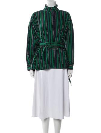 Opening Ceremony Striped Mock Neck Blouse