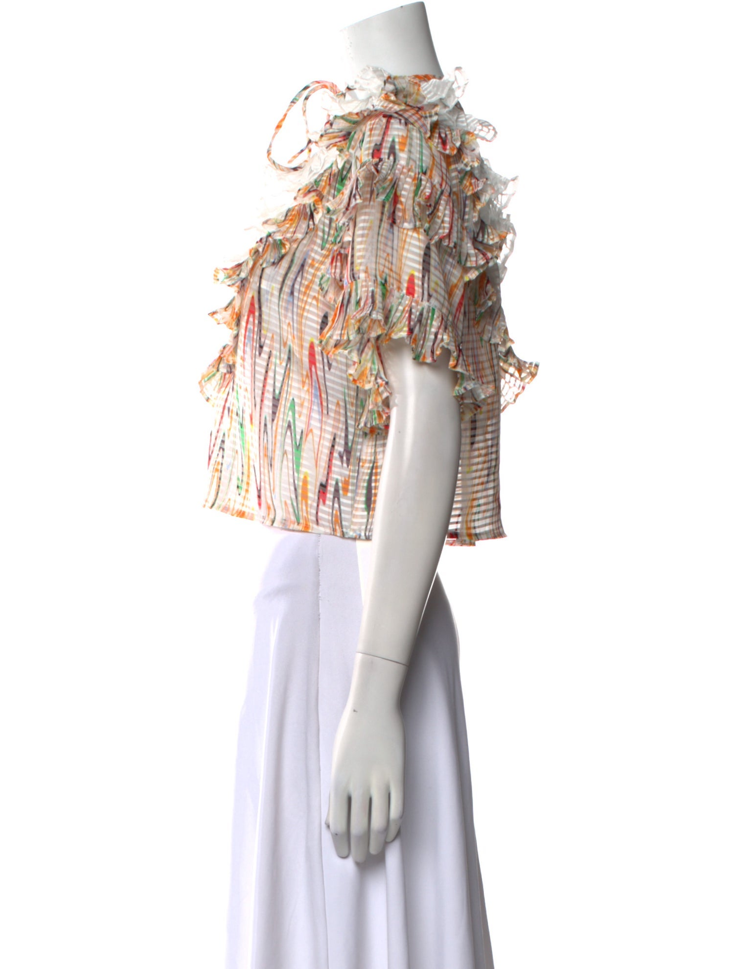 Opening Ceremony Printed Tie Neck Crop Top