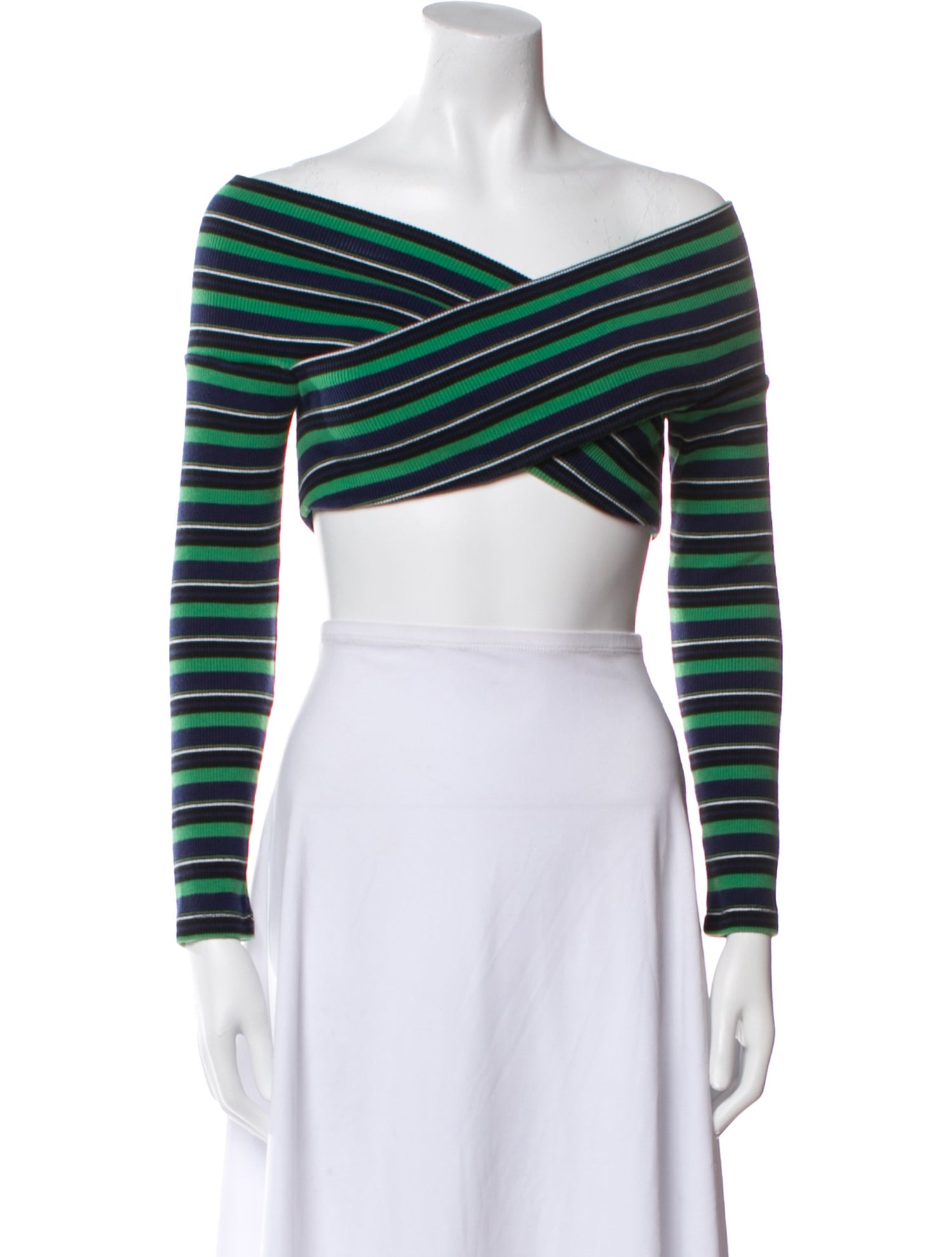 Opening Ceremony Striped One-Shoulder Crop Top