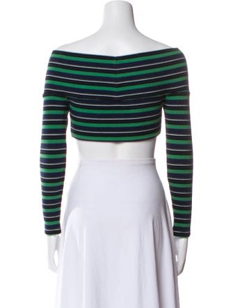 Opening Ceremony Striped One-Shoulder Crop Top