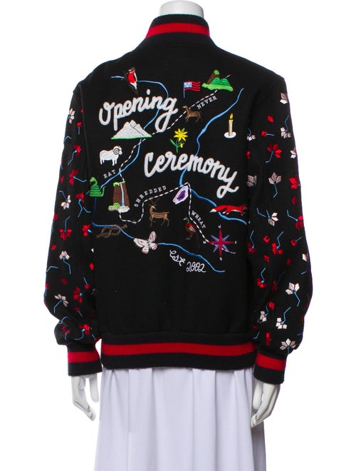 Opening Ceremony Wool Floral Print Bomber Jacket