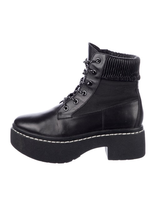 Opening Ceremony Leather Printed Combat Boots