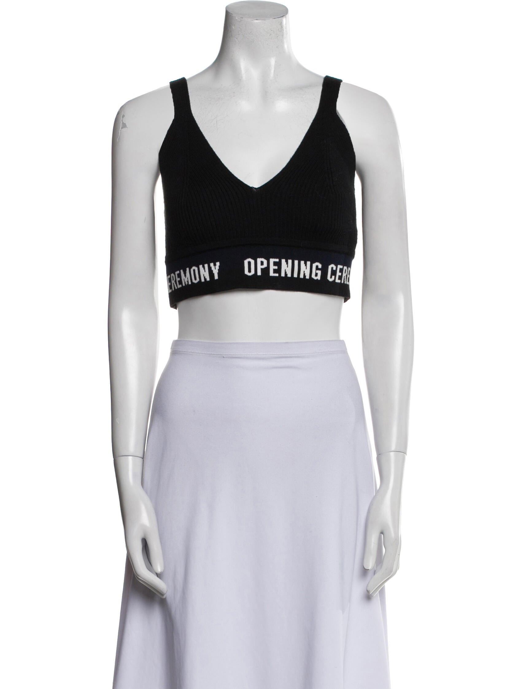 Opening Ceremony Graphic Print V-Neck Crop Top