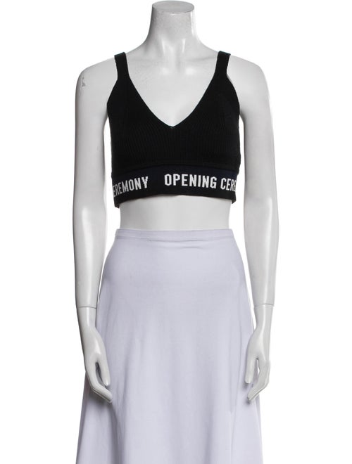 Opening Ceremony Graphic Print V-Neck Crop Top
