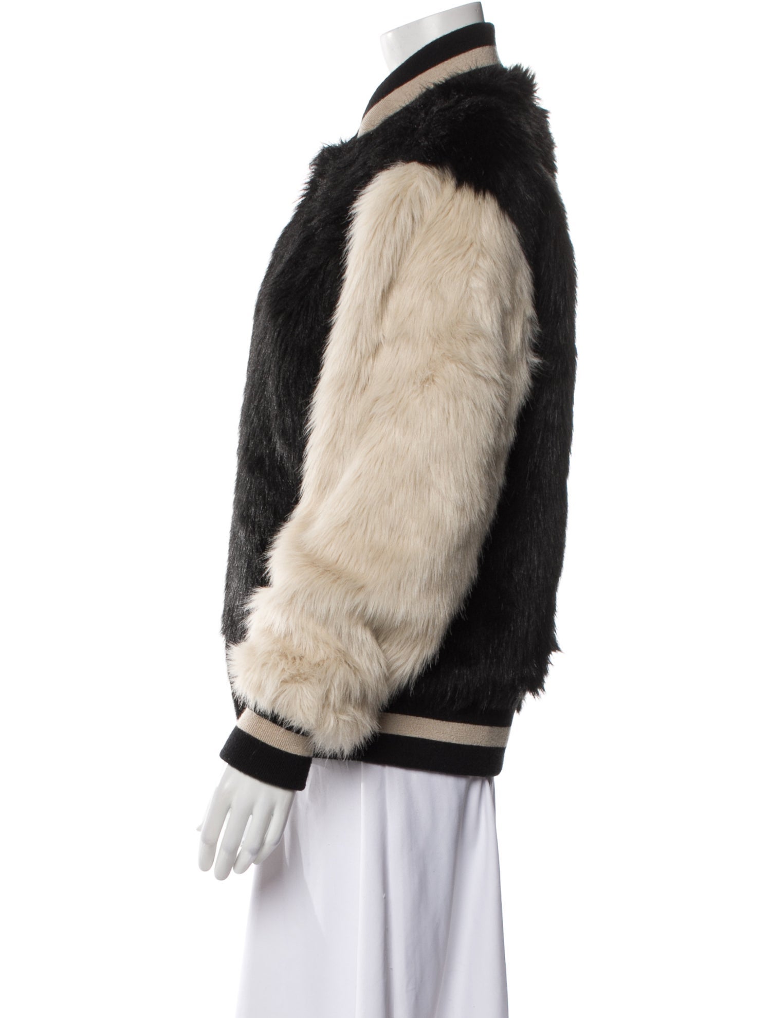Opening Ceremony Colorblock Pattern Faux Fur Jacket