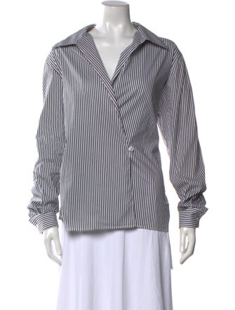 Opening Ceremony Striped V-Neck Button-Up Top