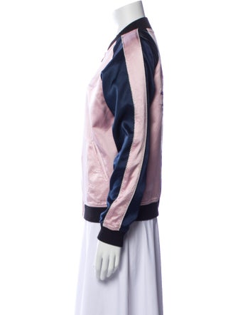 Opening Ceremony Silk Colorblock Pattern Bomber Jacket
