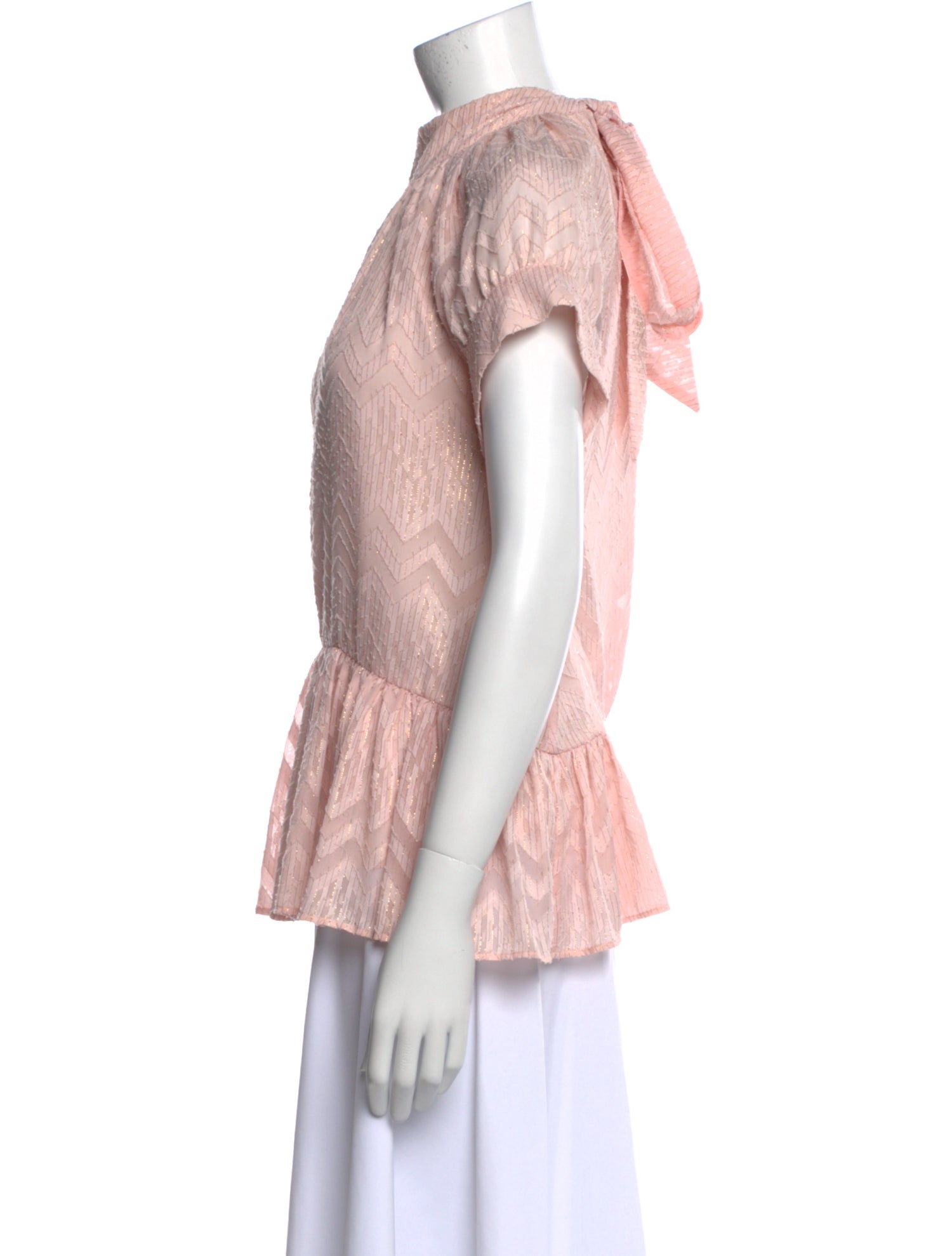 Opening Ceremony Mock Neck Short Sleeve Blouse