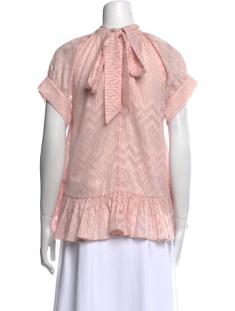 Opening Ceremony Mock Neck Short Sleeve Blouse