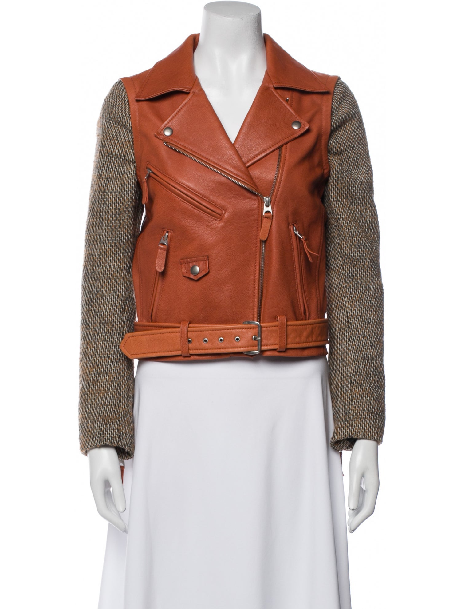 Opening Ceremony Leather Printed Biker Jacket