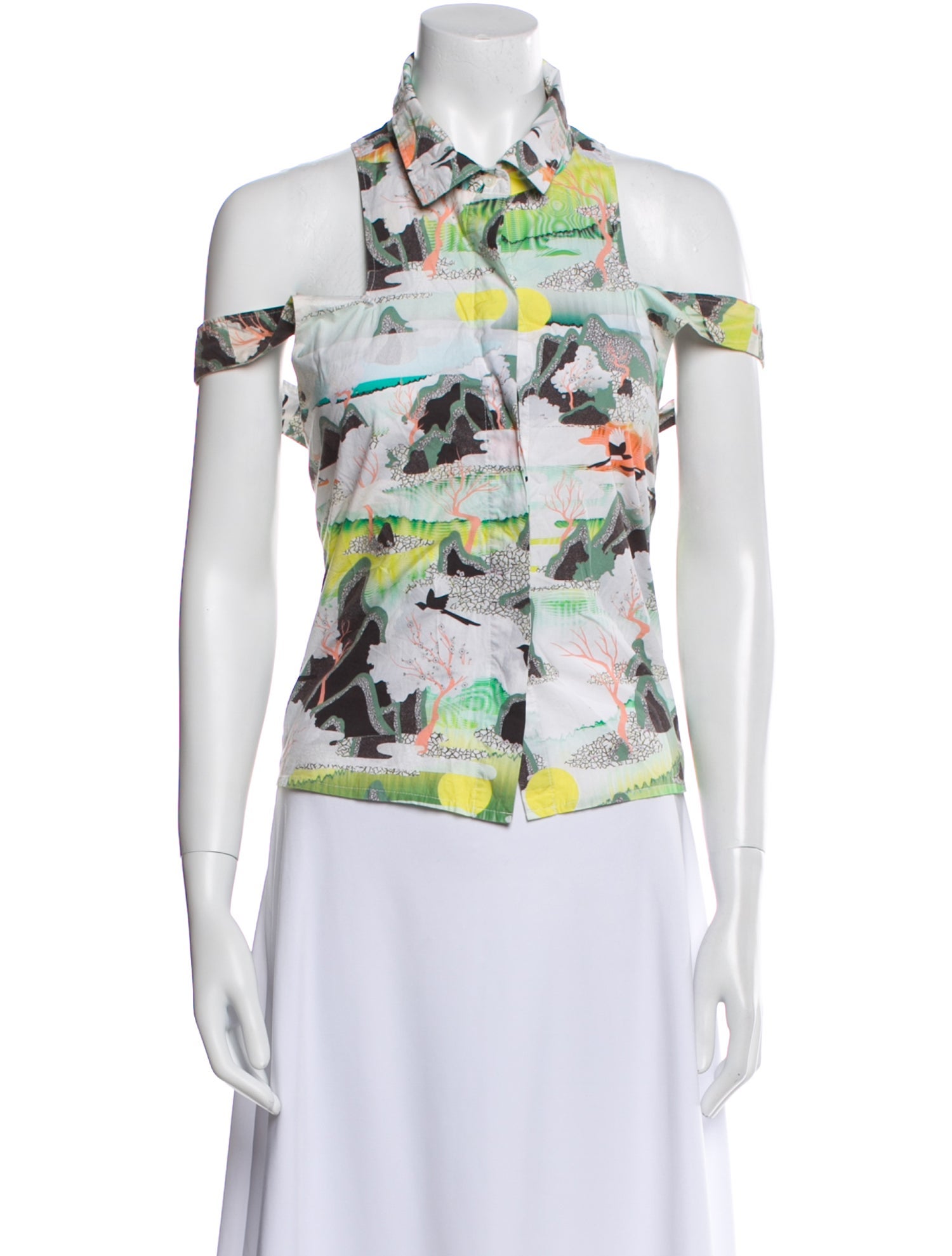 Opening Ceremony Printed Short Sleeve Button-Up Top