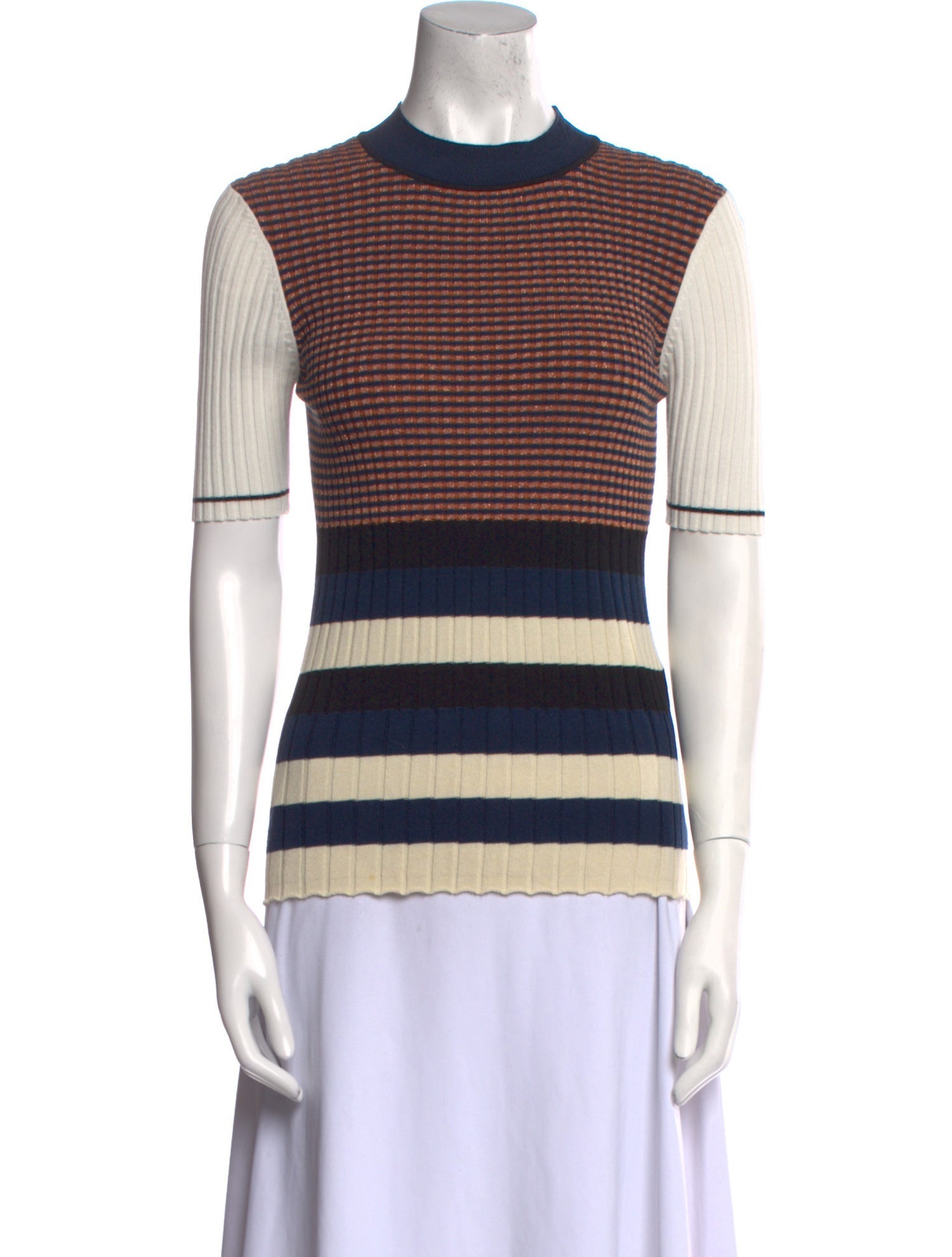 Opening Ceremony Striped Mock Neck Top