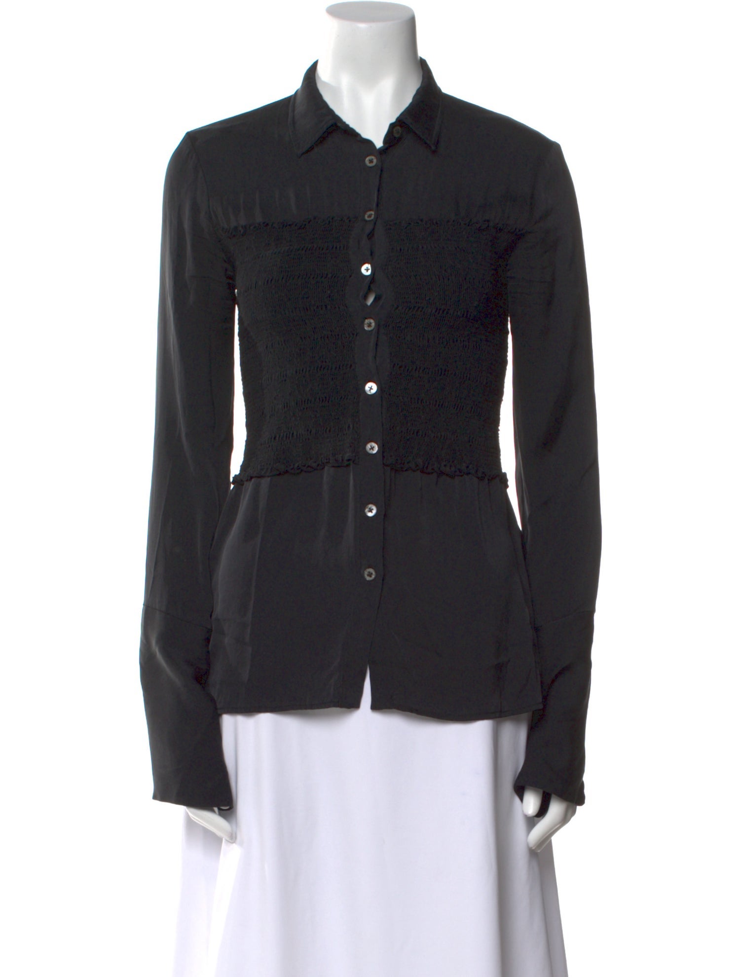 Opening Ceremony Silk Long Sleeve Button-Up Top