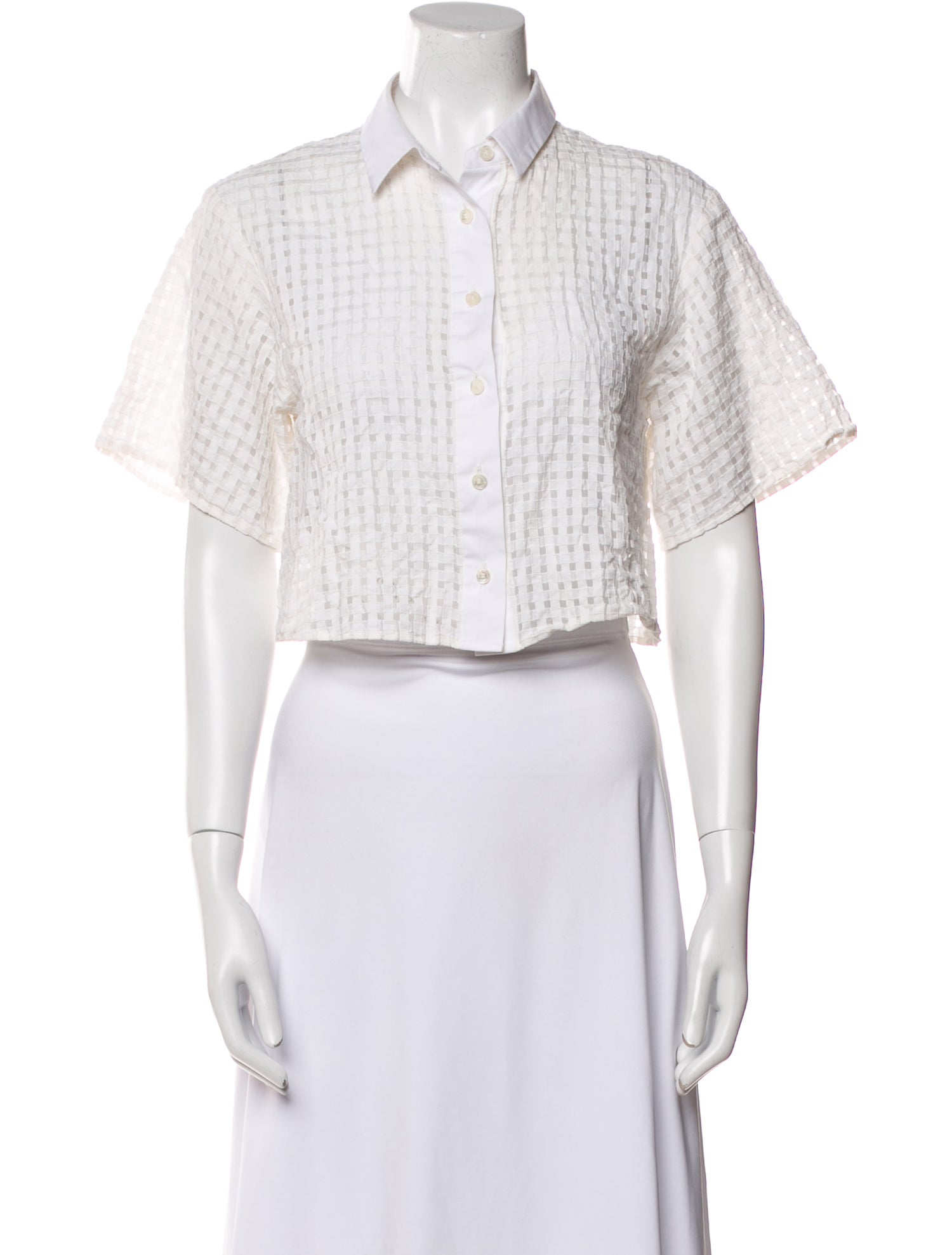 Opening Ceremony Plaid Print Short Sleeve Crop Top