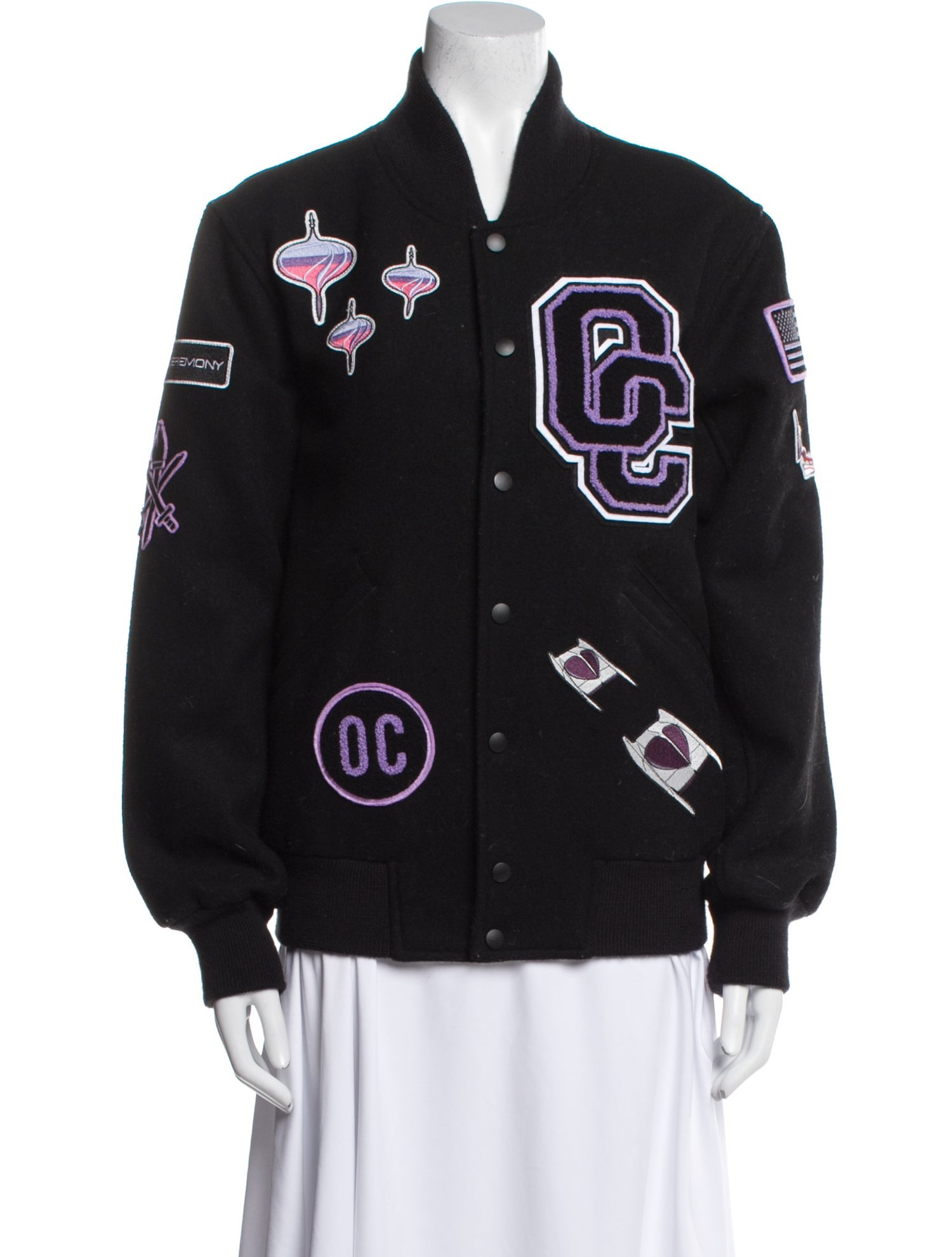 Opening Ceremony Wool Graphic Print Bomber Jacket