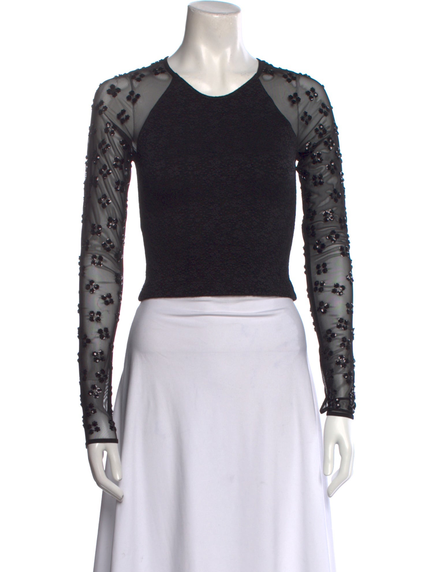 Opening Ceremony Lace Pattern Crew Neck Crop Top