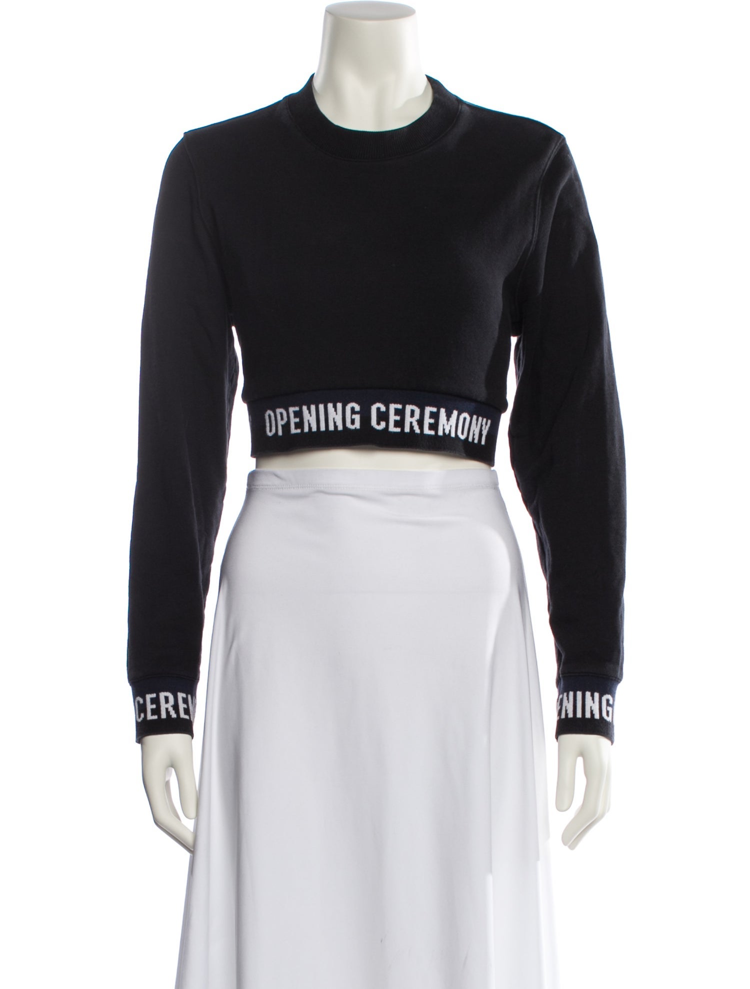 Opening Ceremony Crew Neck Long Sleeve Crop Top