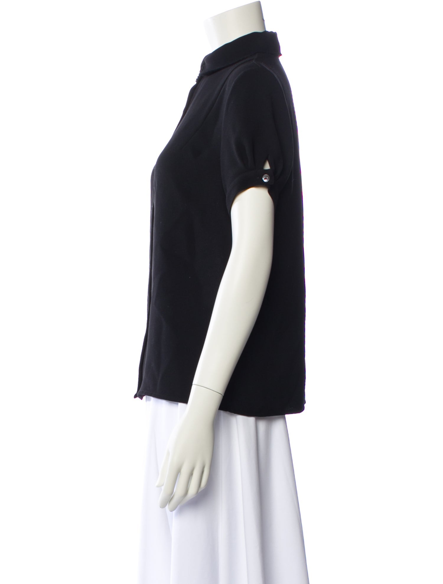 Opening Ceremony Mock Neck Short Sleeve Button-Up Top