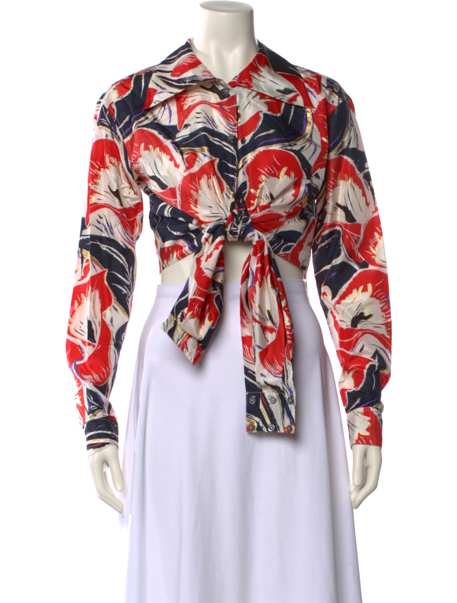 Opening Ceremony Silk Printed Crop Top