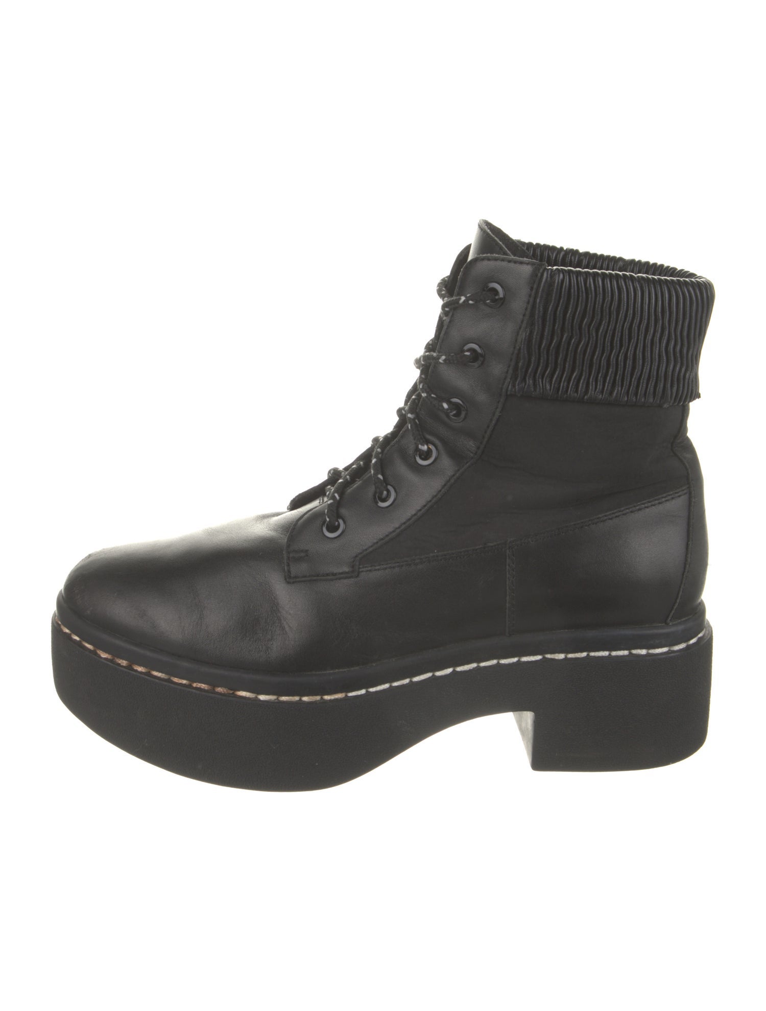 Opening Ceremony Leather Pleated Accents Combat Boots