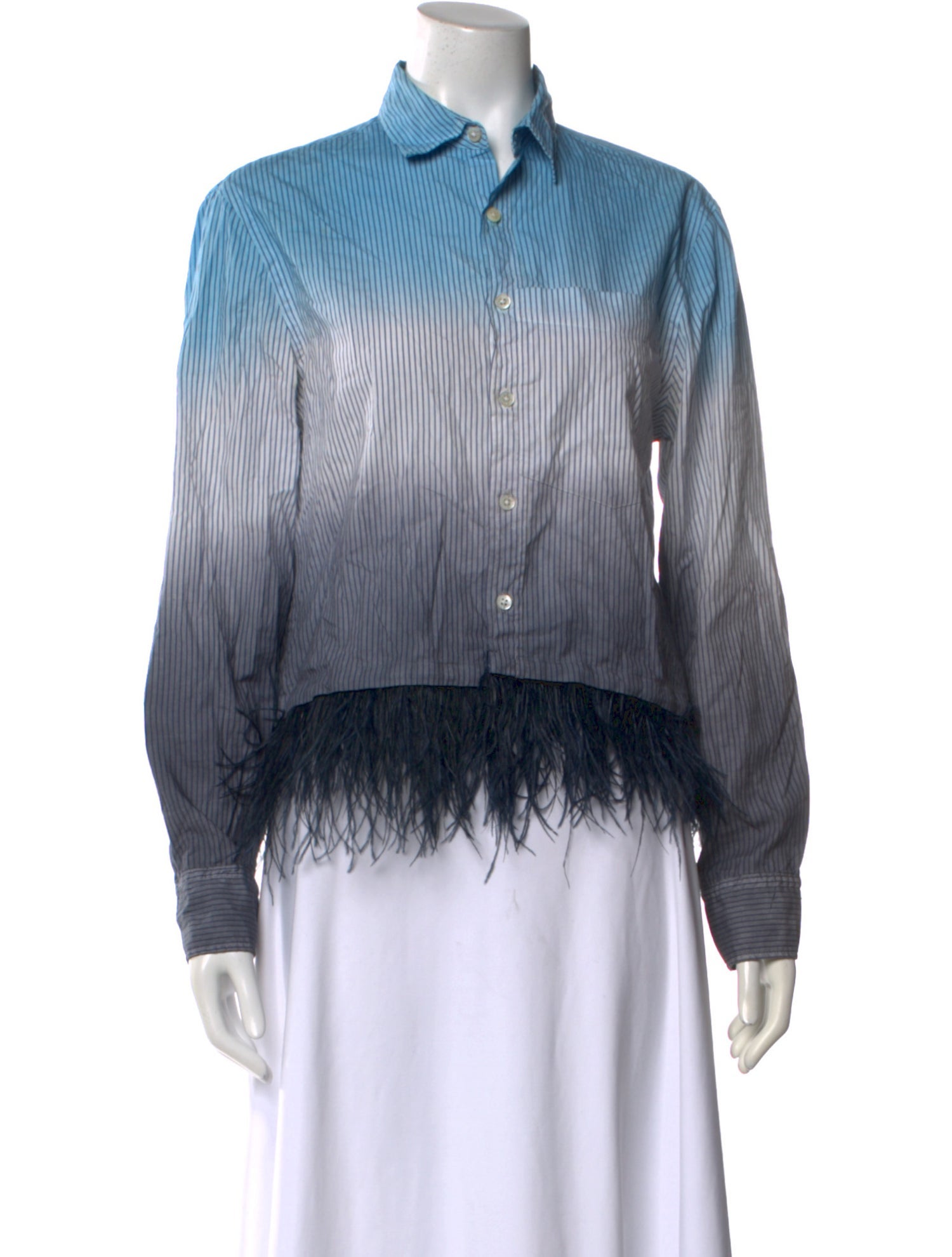 Opening Ceremony Striped Long Sleeve Button-Up Top