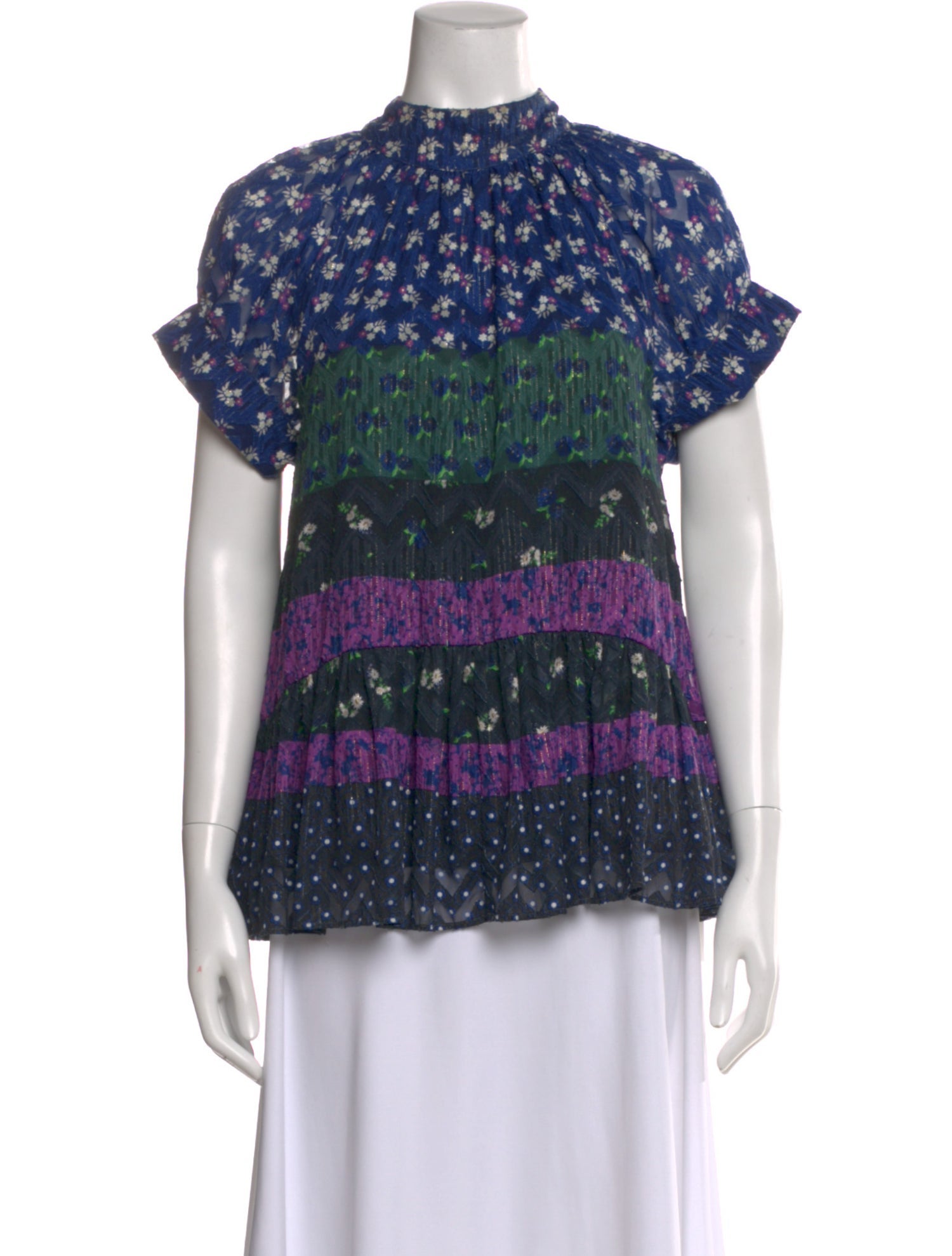 Opening Ceremony Floral Print Mock Neck Top