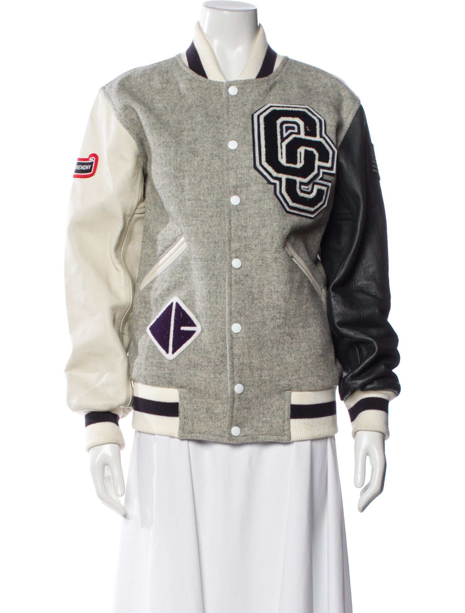 Opening Ceremony Wool Colorblock Pattern Bomber Jacket