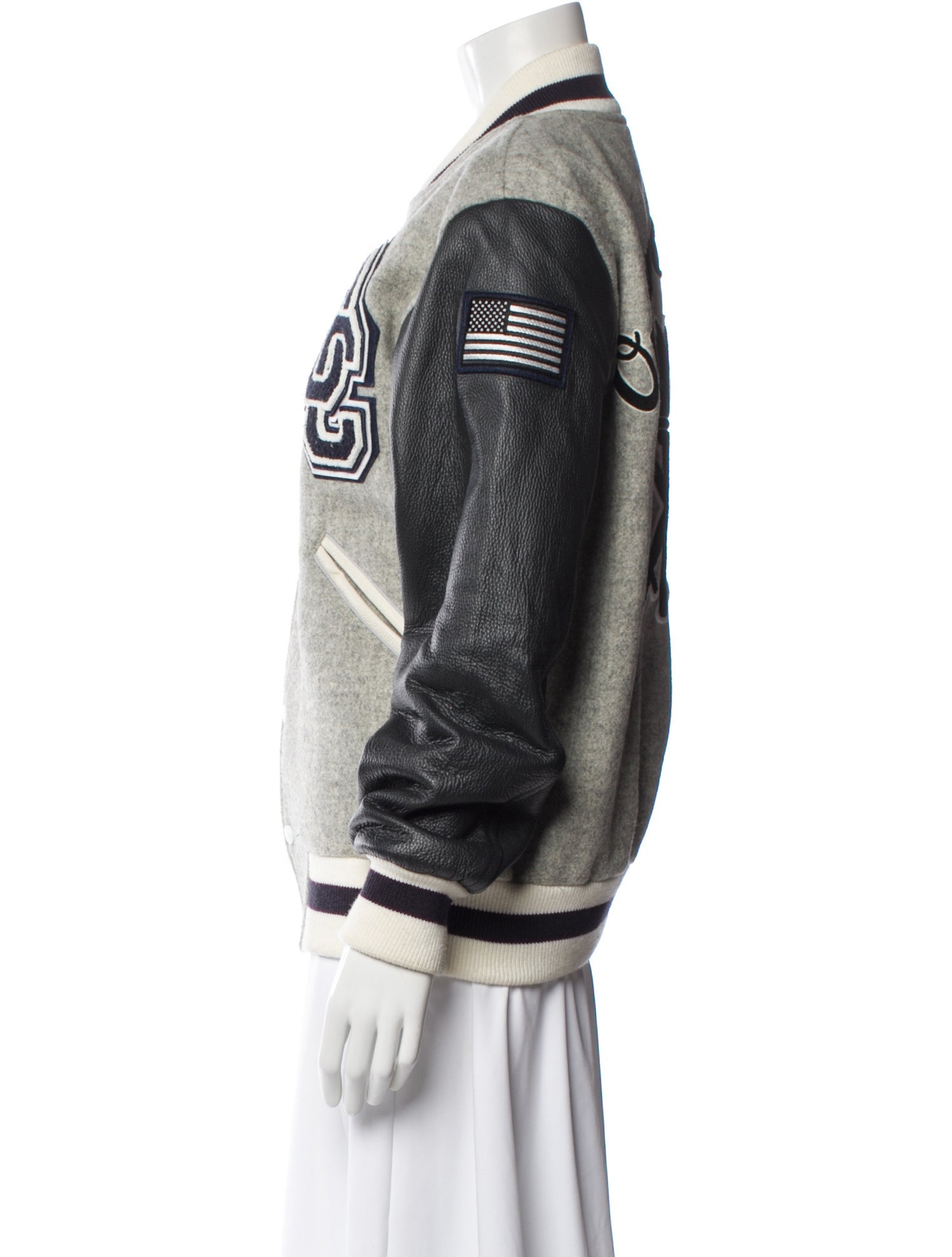 Opening Ceremony Wool Colorblock Pattern Bomber Jacket