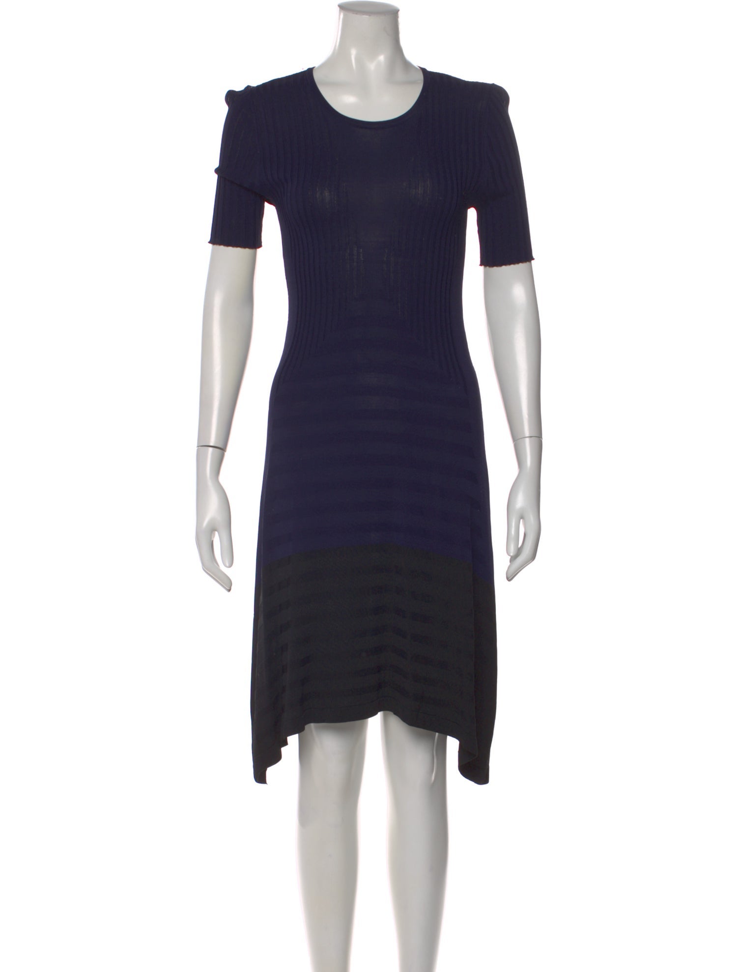 polo collar knit dress Border Print Polo Collar Knit Dress main image 1
