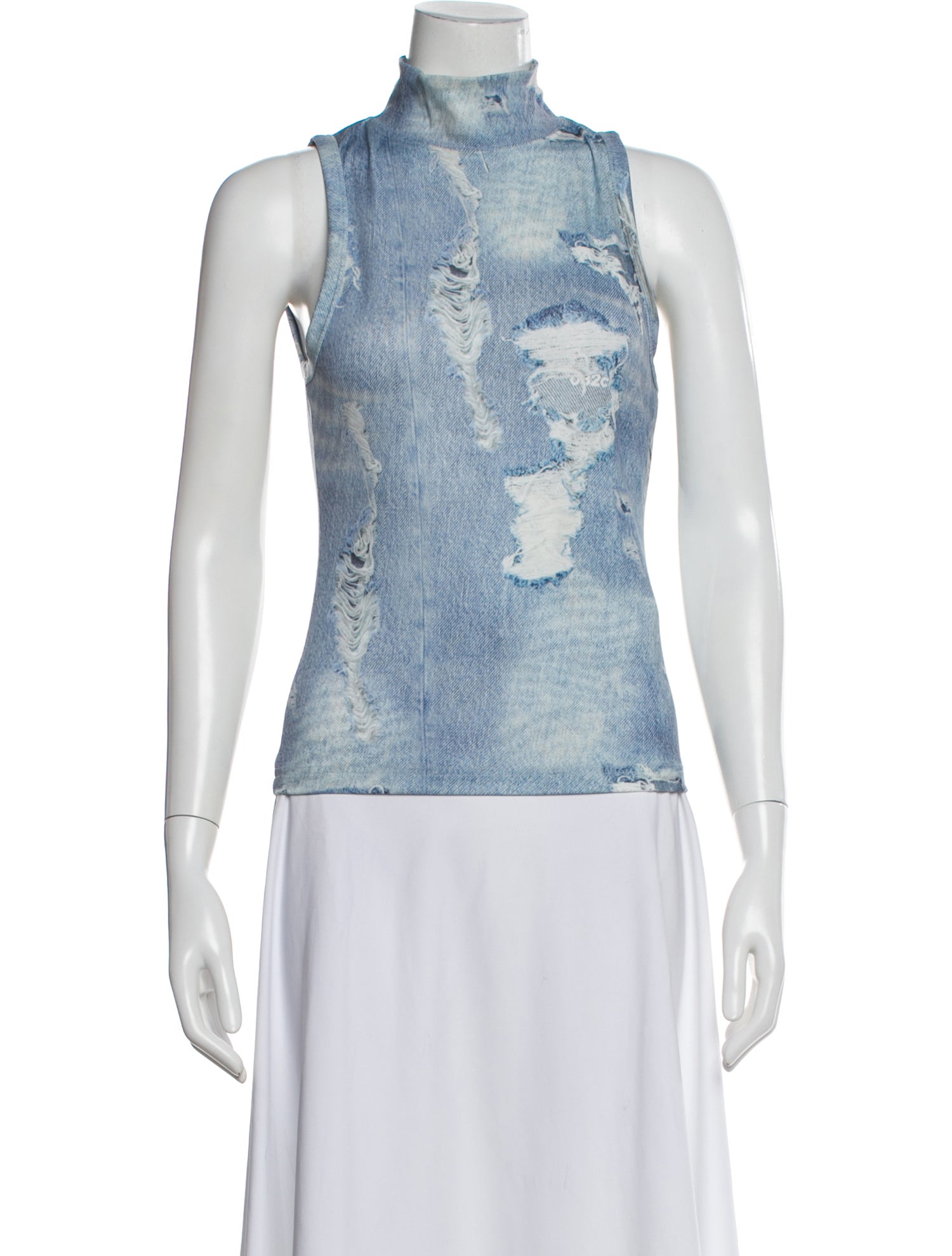 032c Patterned Mock Neck Top